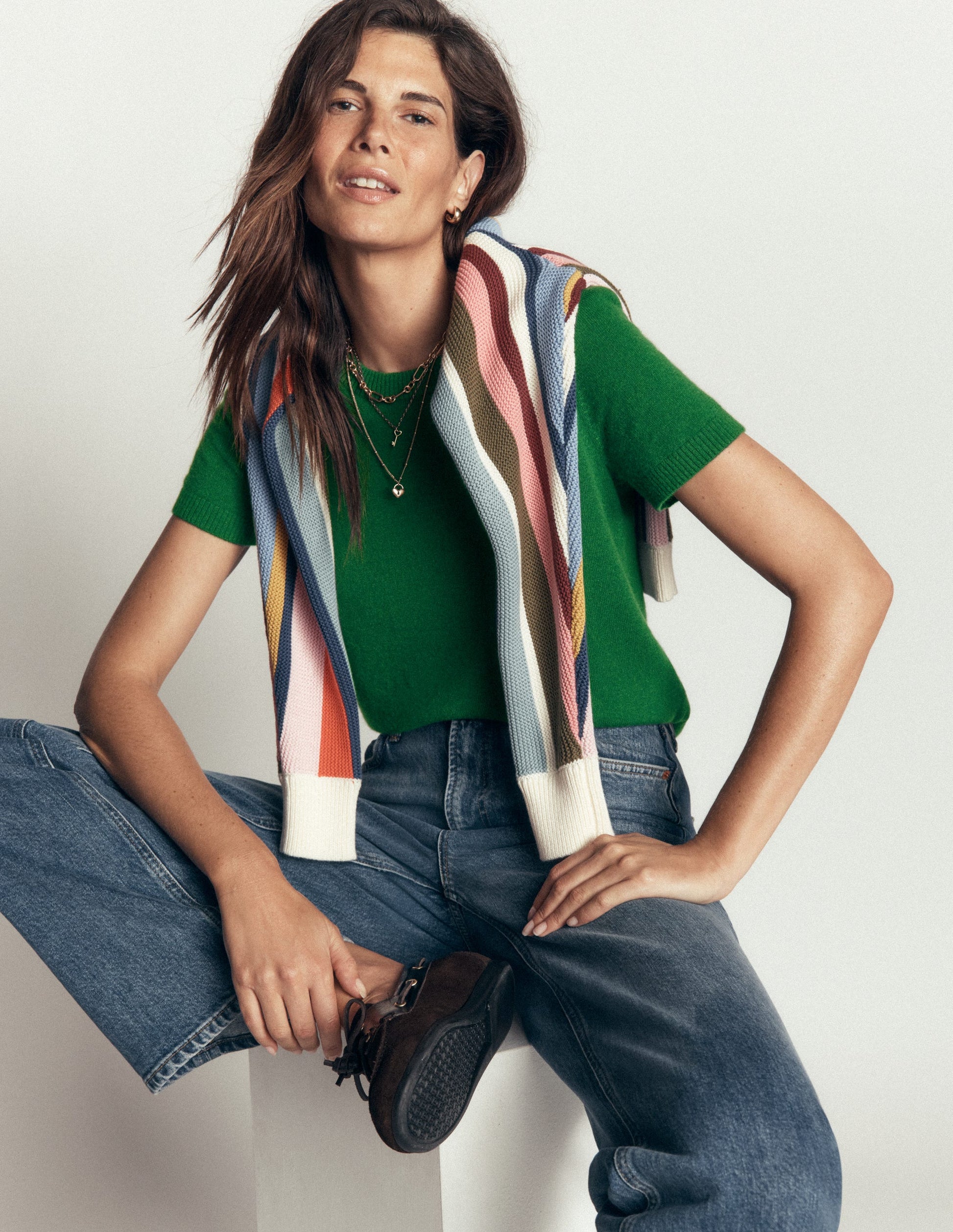 Elsie Cashmere Crew T-shirt-Fresh Green-1