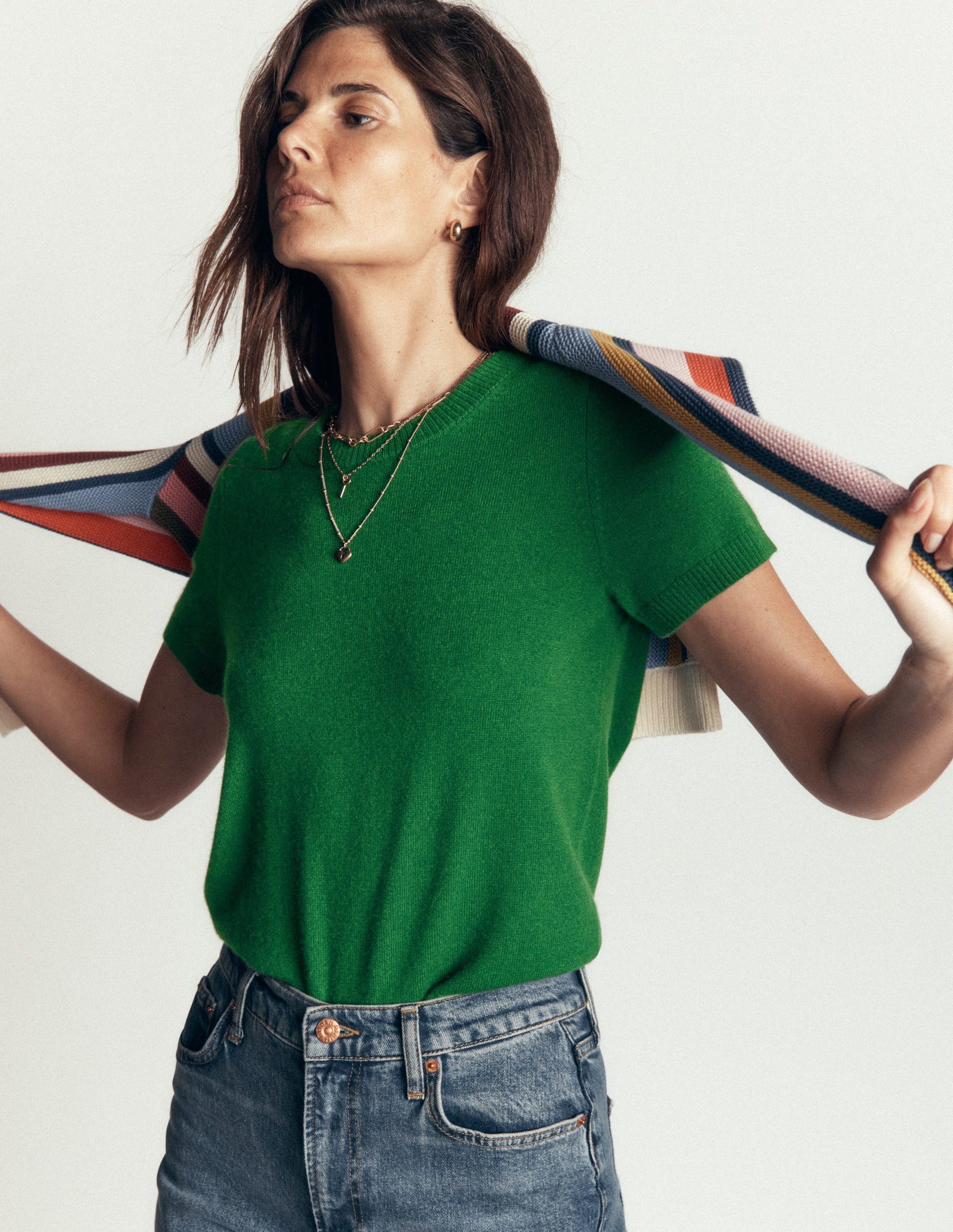 Elsie Cashmere Crew T-shirt-Fresh Green-4