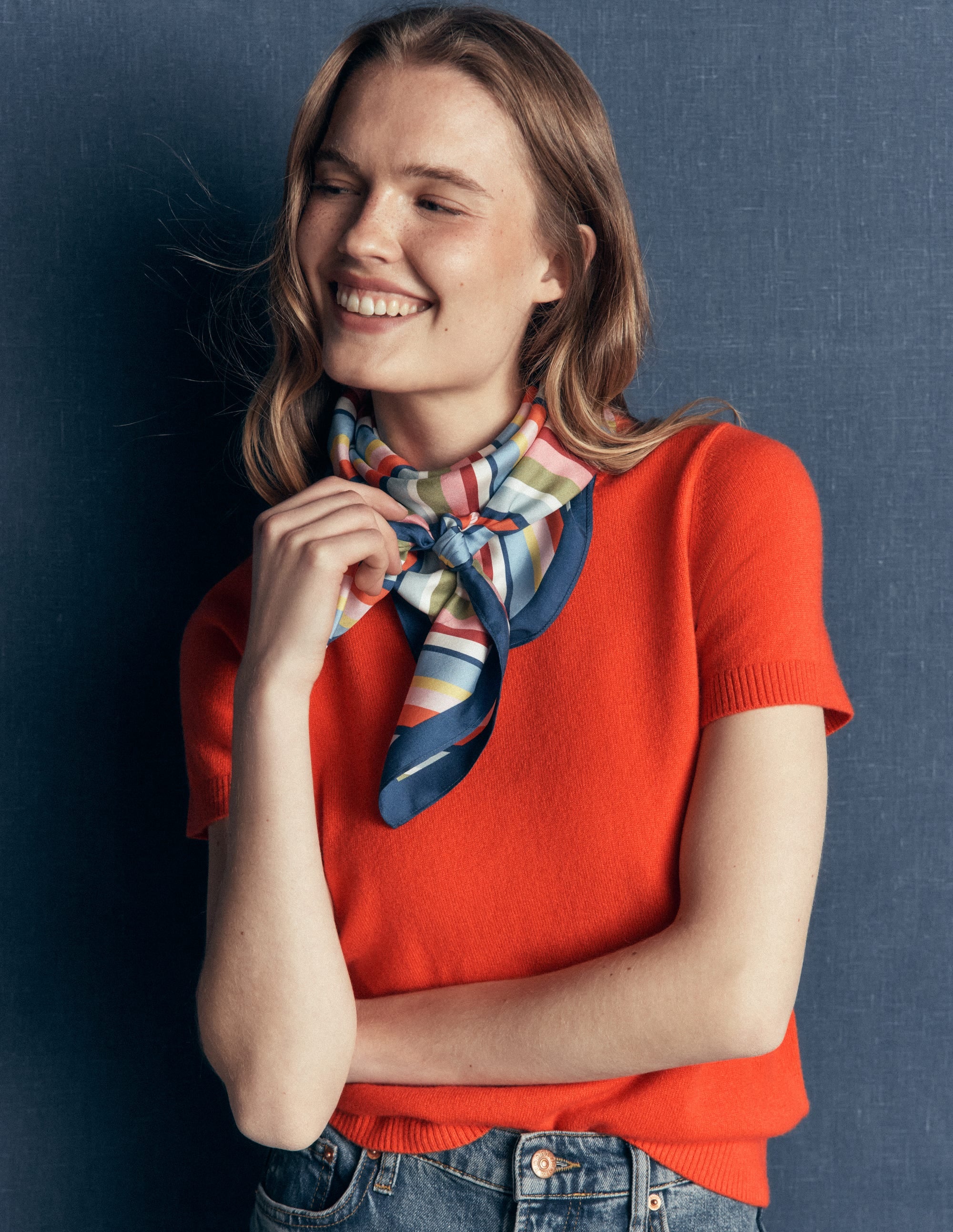 Elsie Cashmere Crew T-shirt-Orange Lily - Image 1