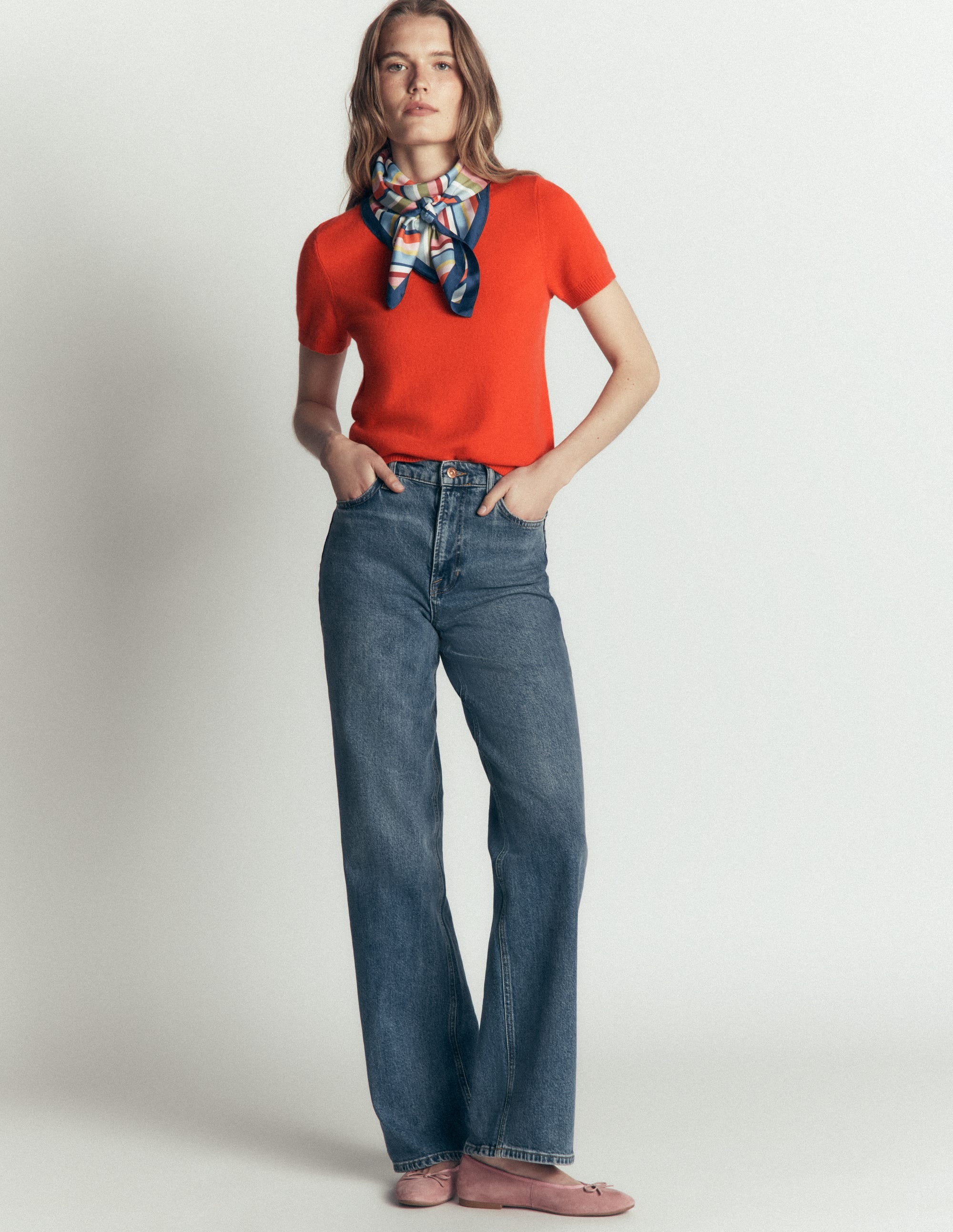 Elsie Cashmere Crew T-shirt-Orange Lily - Image 4