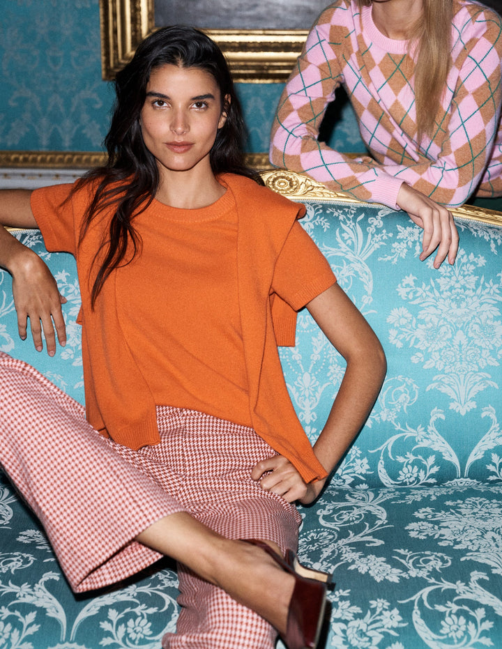 Elsie Cashmere Crew T-shirt-Orange Lily