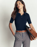 Rhianne Cotton Rib Jumper-Navy