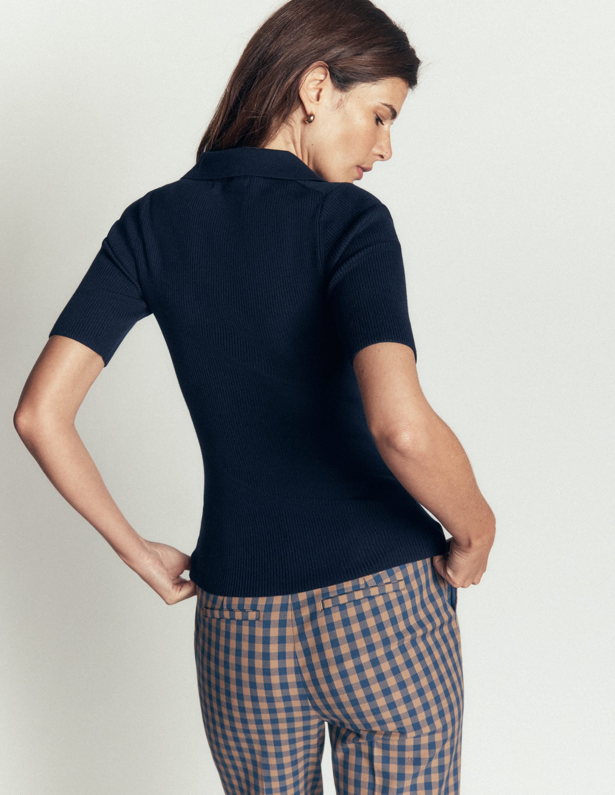 Rhianne Cotton Rib Jumper-Navy - Image 3