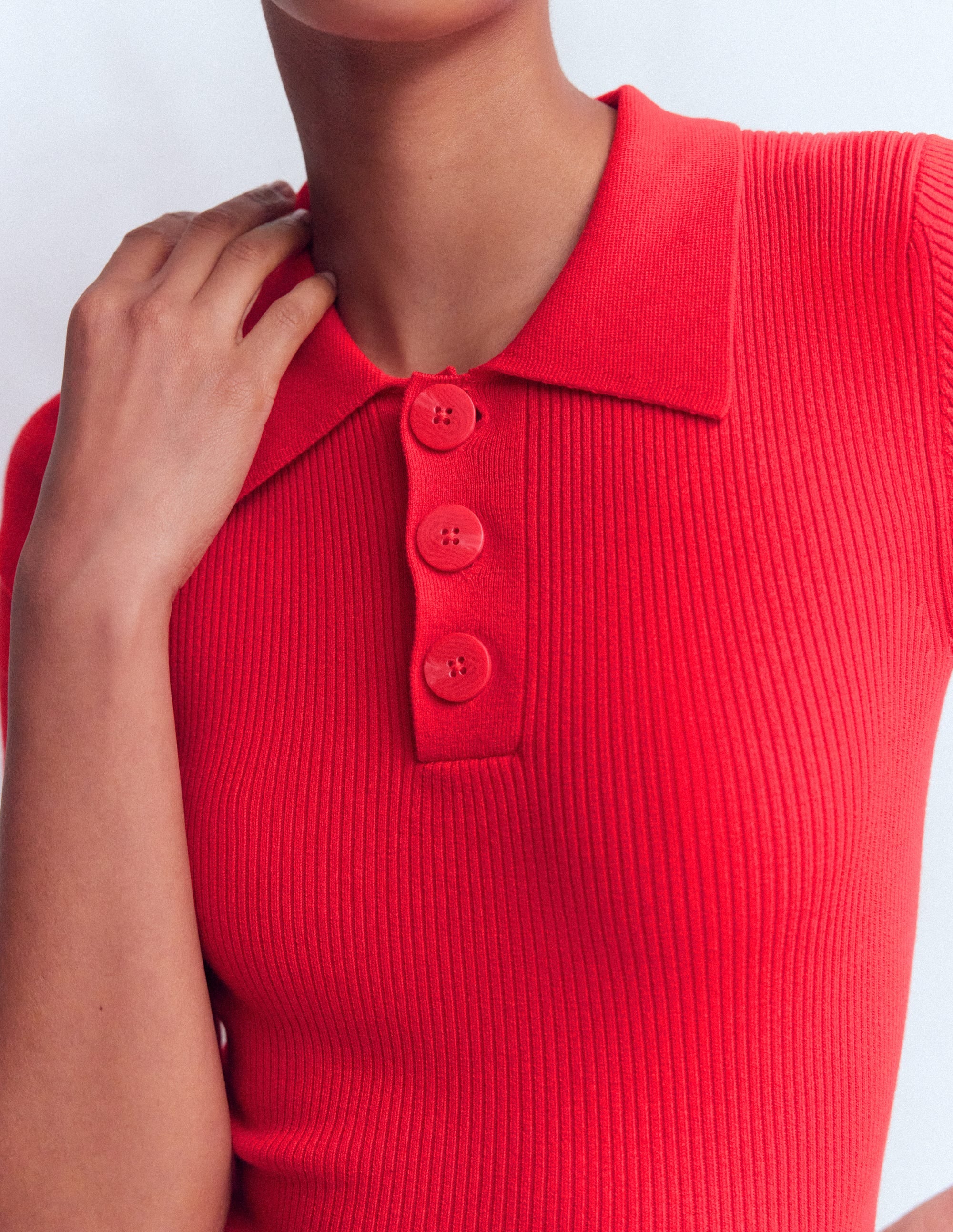 Rhianne Cotton Rib Jumper-Poppy Red - Image 2