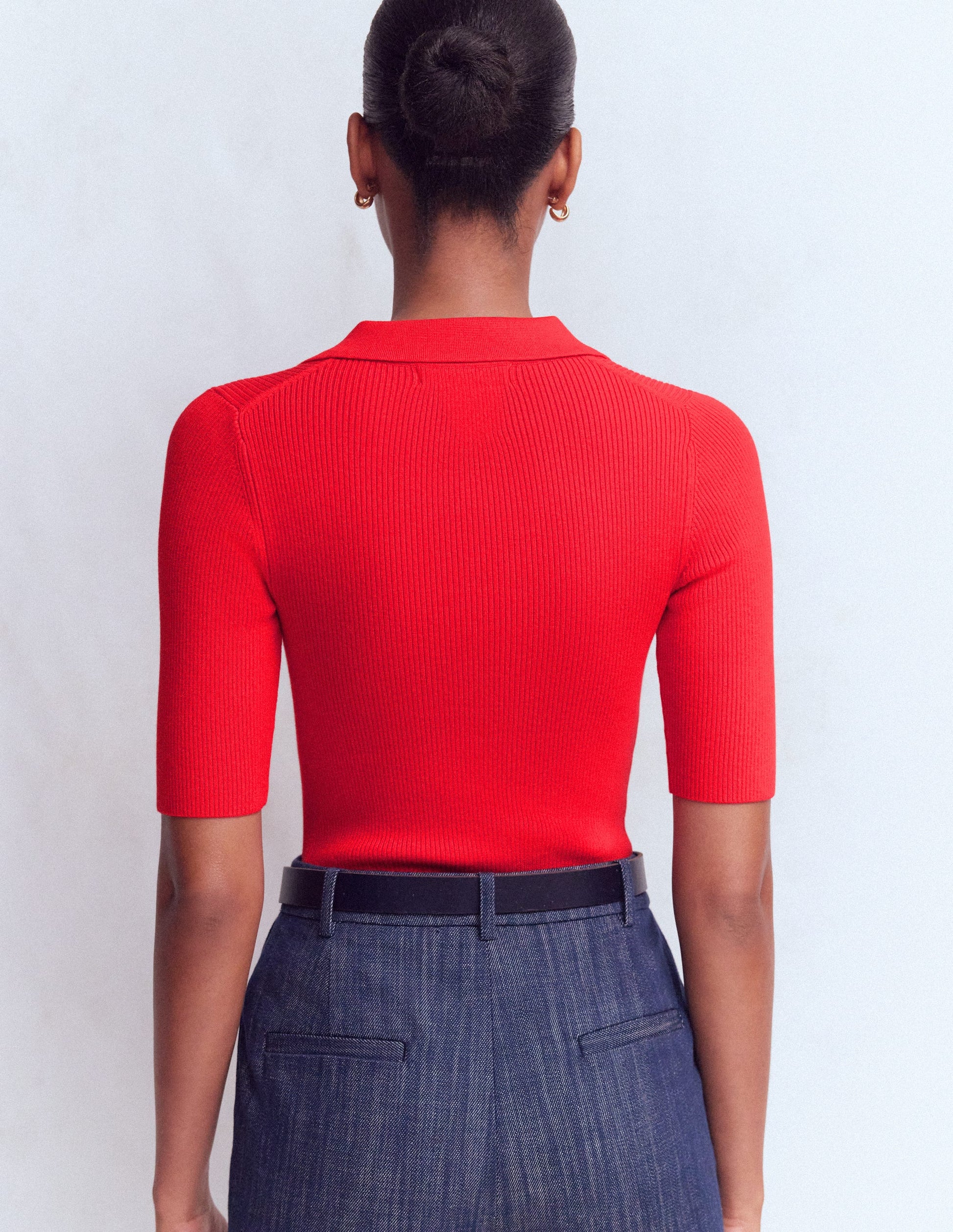 Rhianne Cotton Rib Jumper-Poppy Red-3
