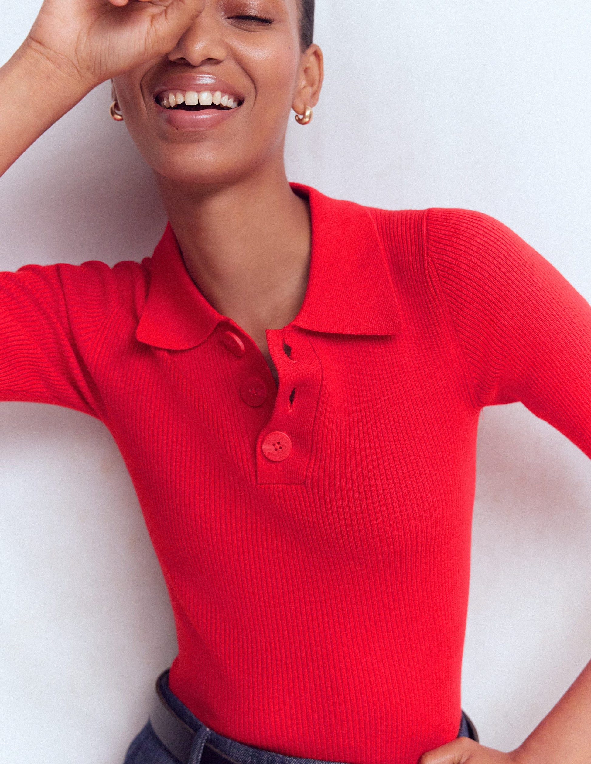 Rhianne Cotton Rib Jumper-Poppy Red-5