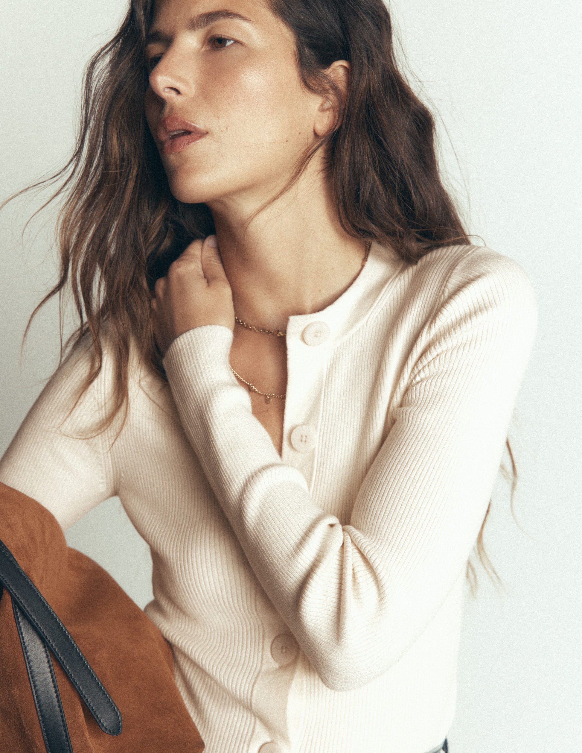 Rhianne Cotton Rib Cardigan-Ivory-5