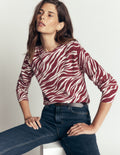 Camilla Cotton Crew Jumper-Chestnut, Zebra Swirl