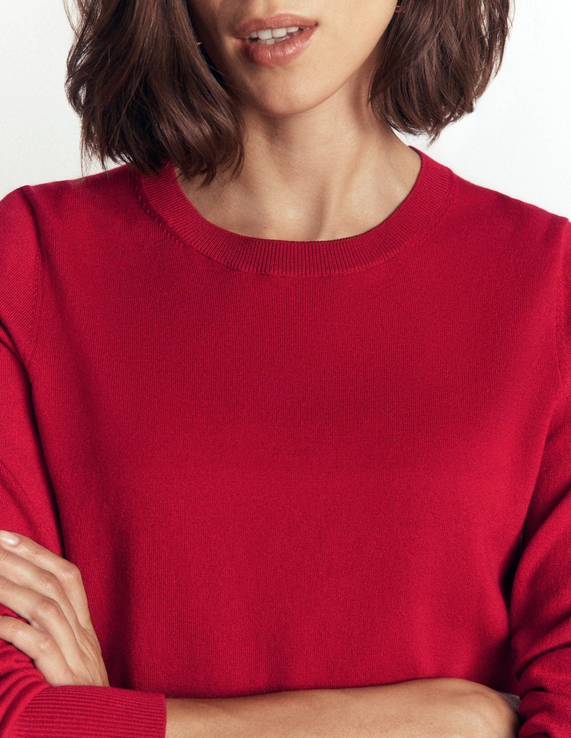 Camilla Cotton Crew Jumper-Crimson Red-2