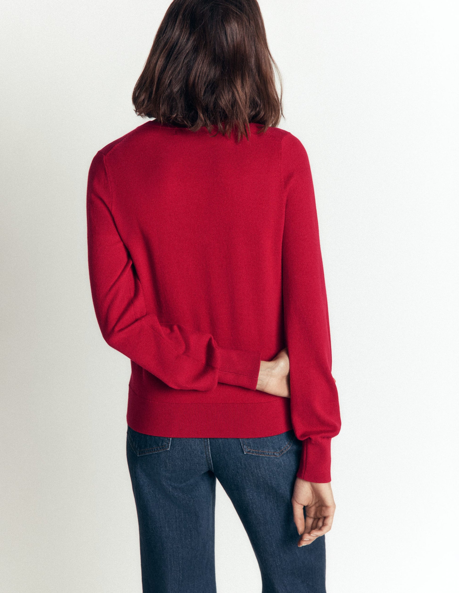 Camilla Cotton Crew Jumper-Crimson Red-3