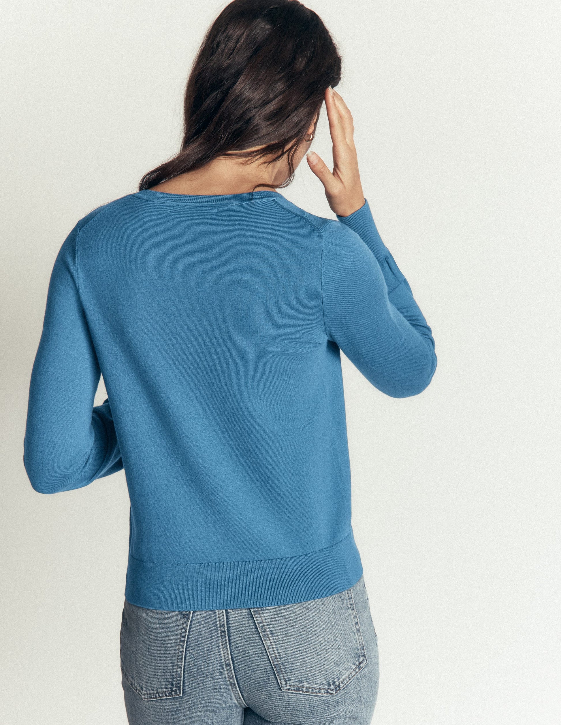 Camilla Cotton Crew Cardigan-Storm Blue-3