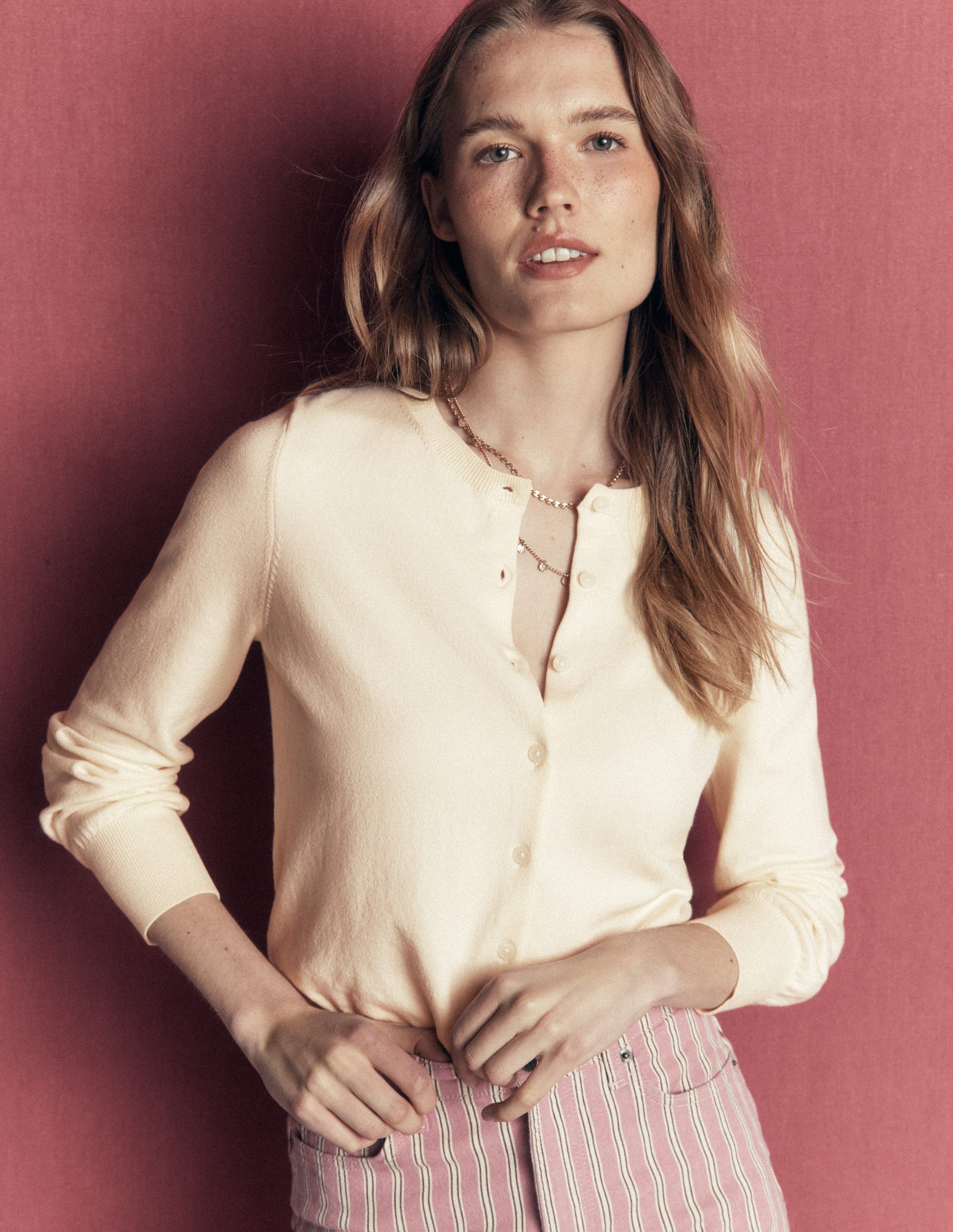 Camilla Cotton Crew Cardigan-Ivory-1
