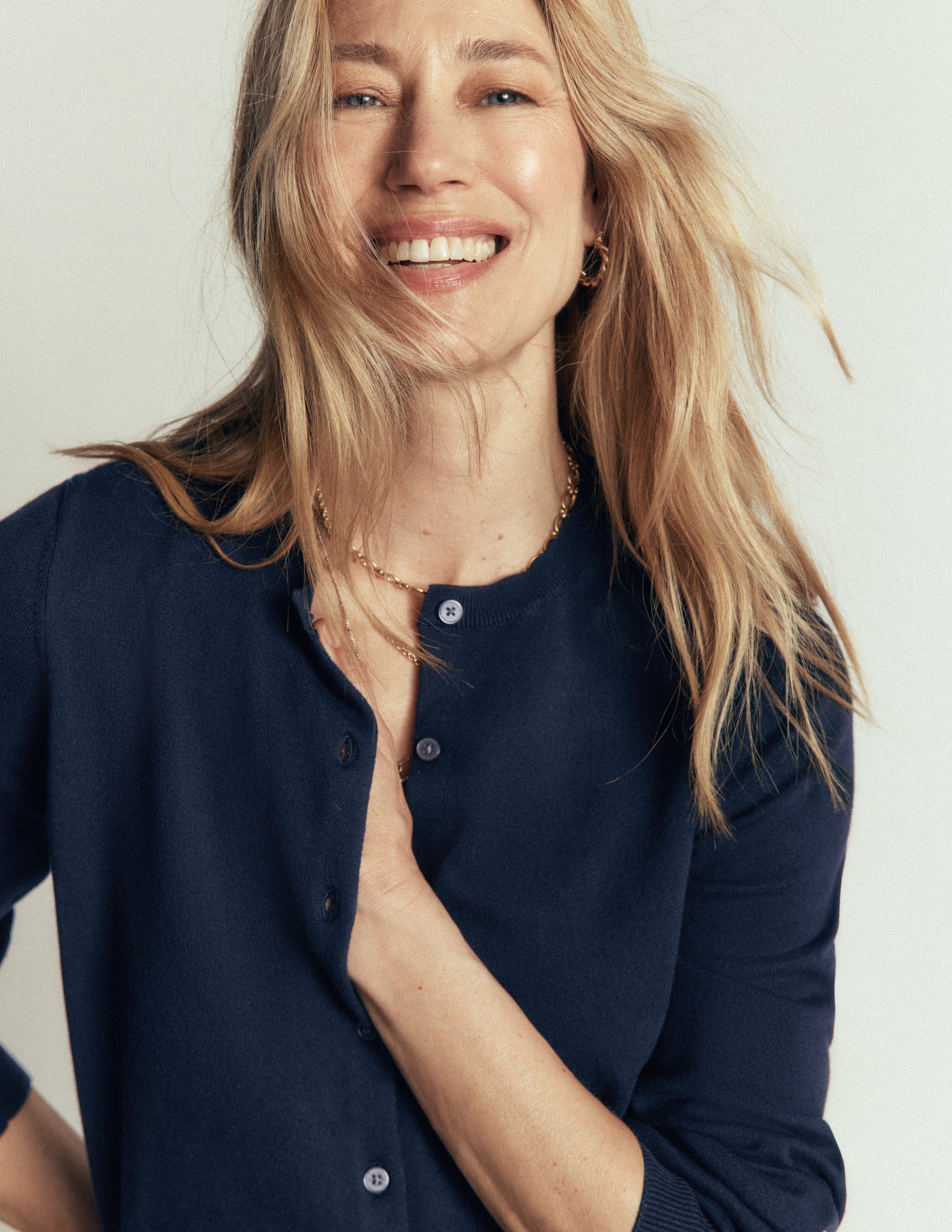 Camilla Cotton Crew Cardigan-Navy-6