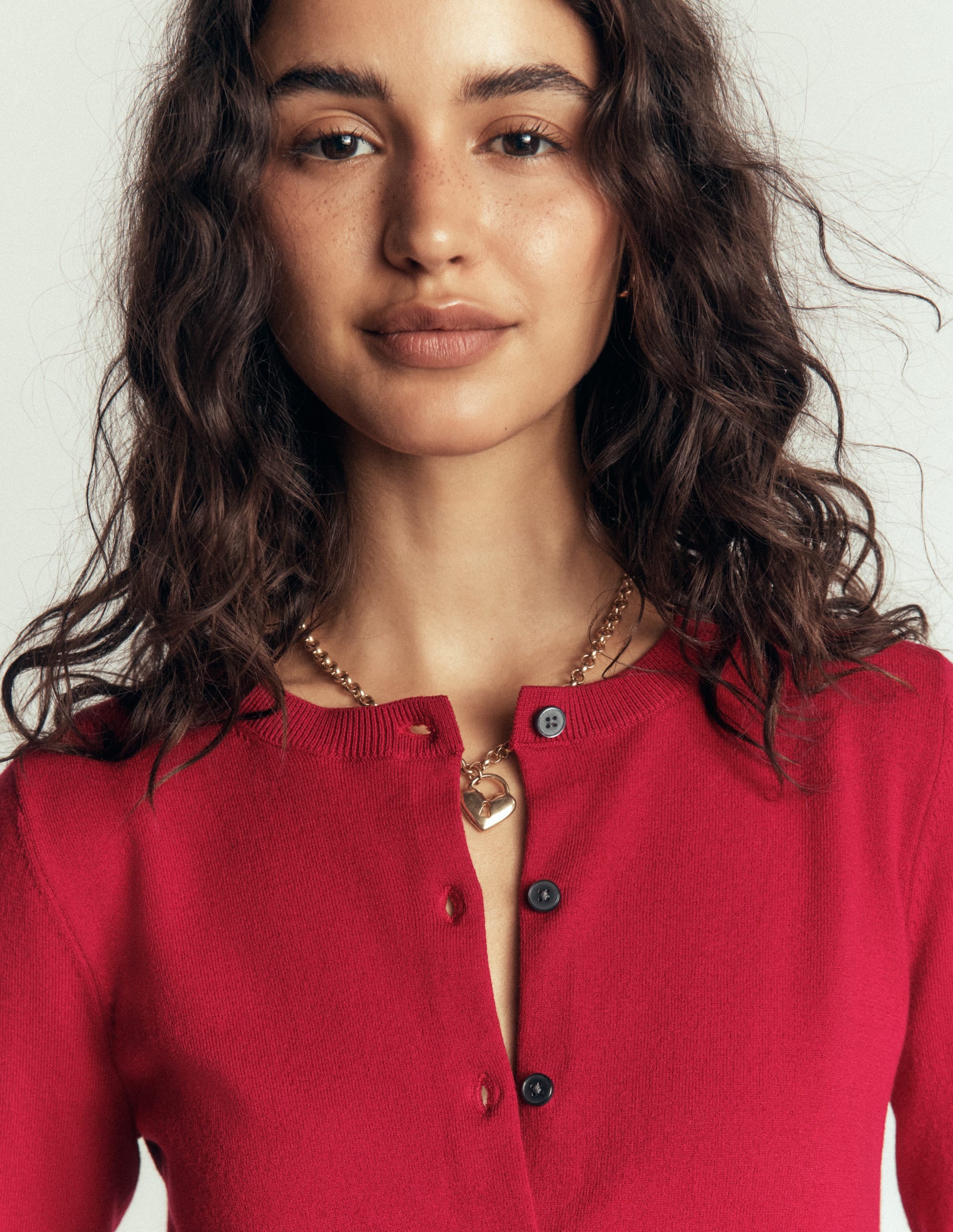 Camilla Cotton Crew Cardigan-Crimson Red - Image 6