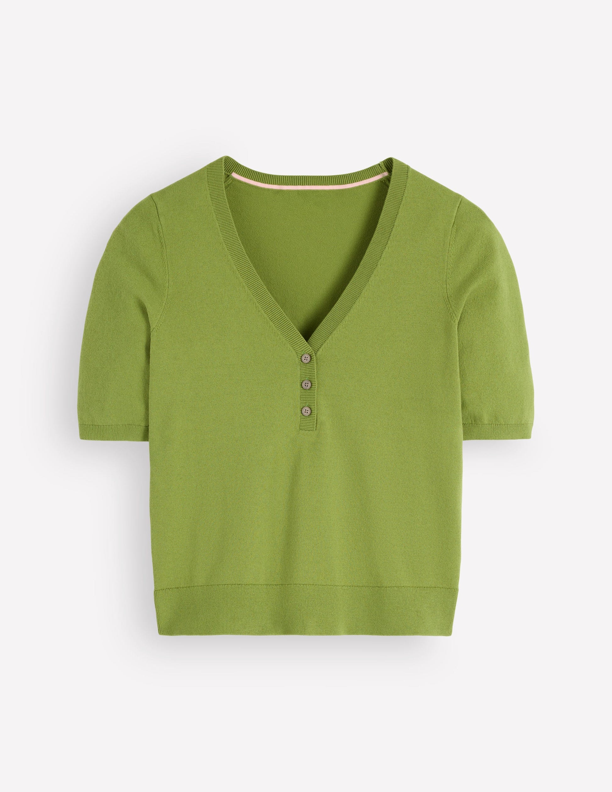 Camilla Cotton V-neck T-shirt-Laurel Green-5