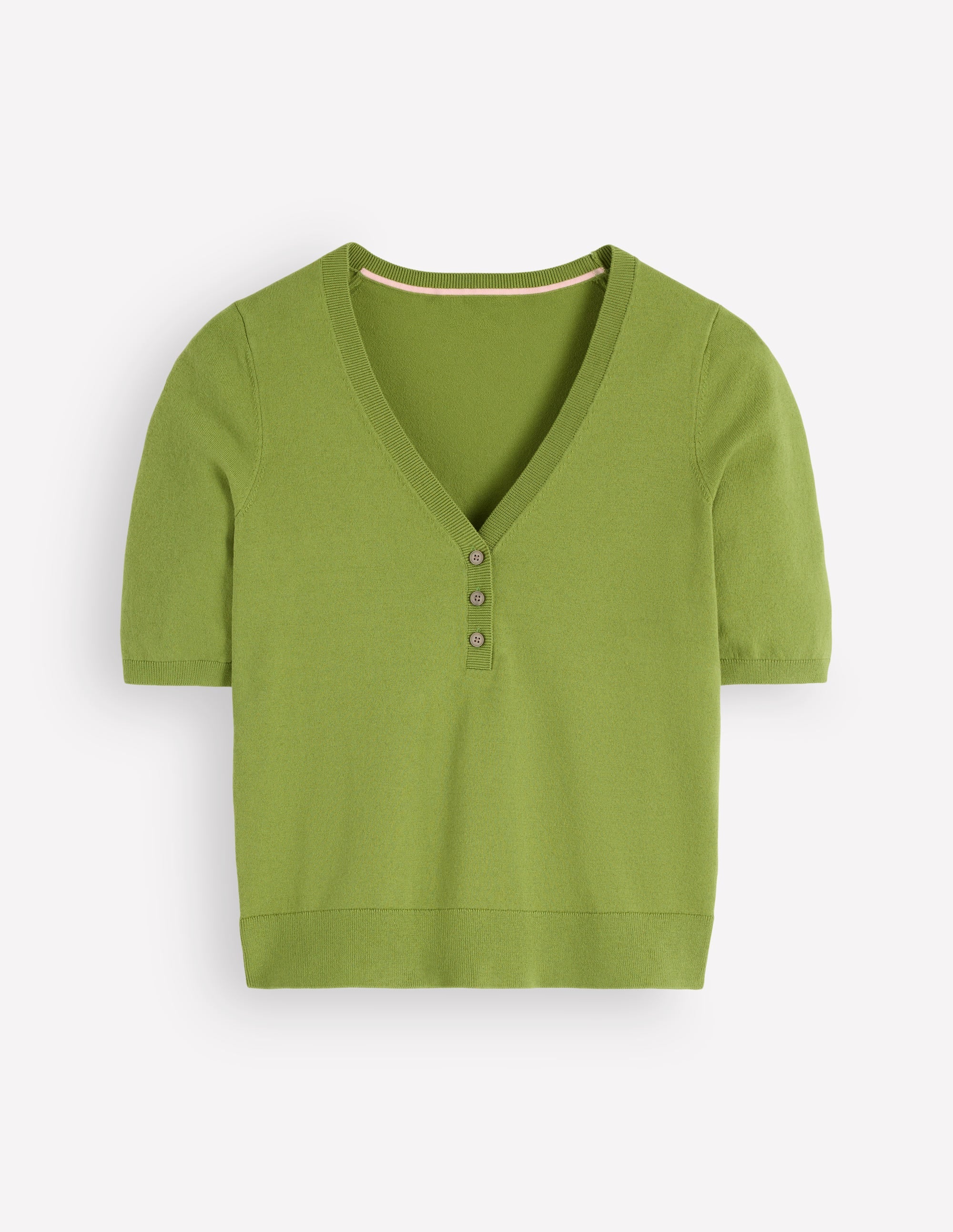 Camilla Cotton V-neck T-shirt-Laurel Green - Image 5