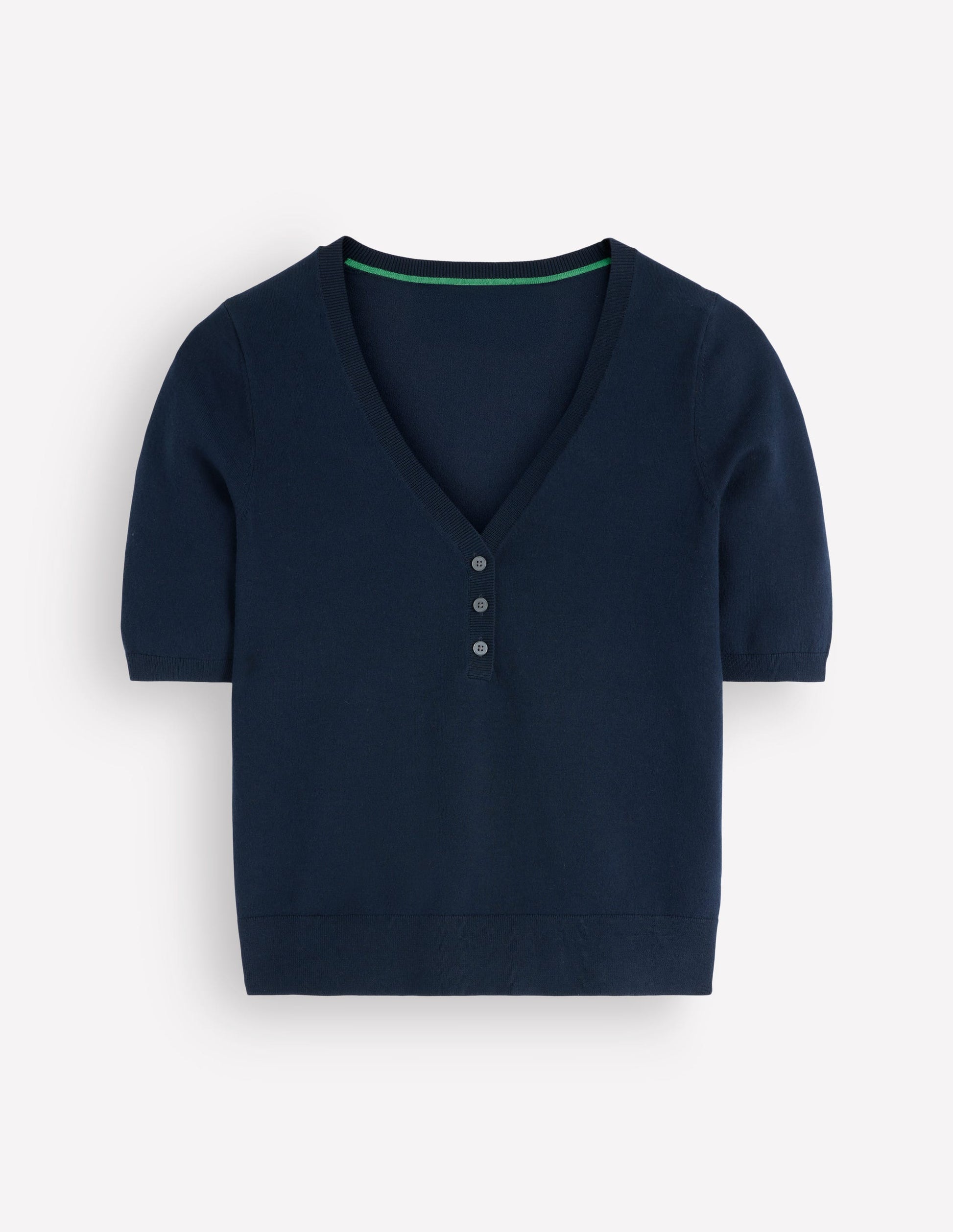Camilla Cotton V-neck T-shirt-Navy-7
