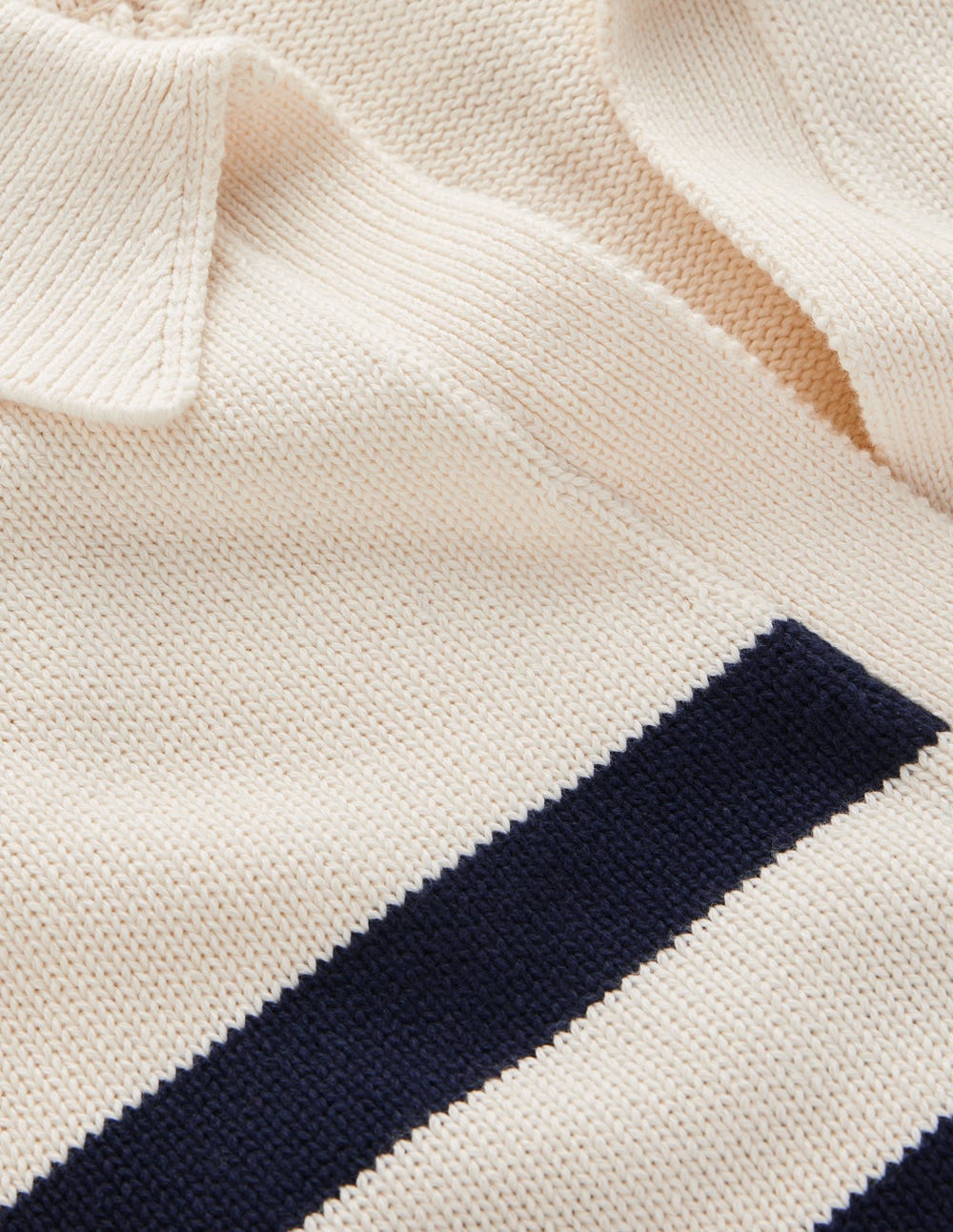 Lucy Cotton Henley Jumper-Ivory, Navy Stripe - Image 7
