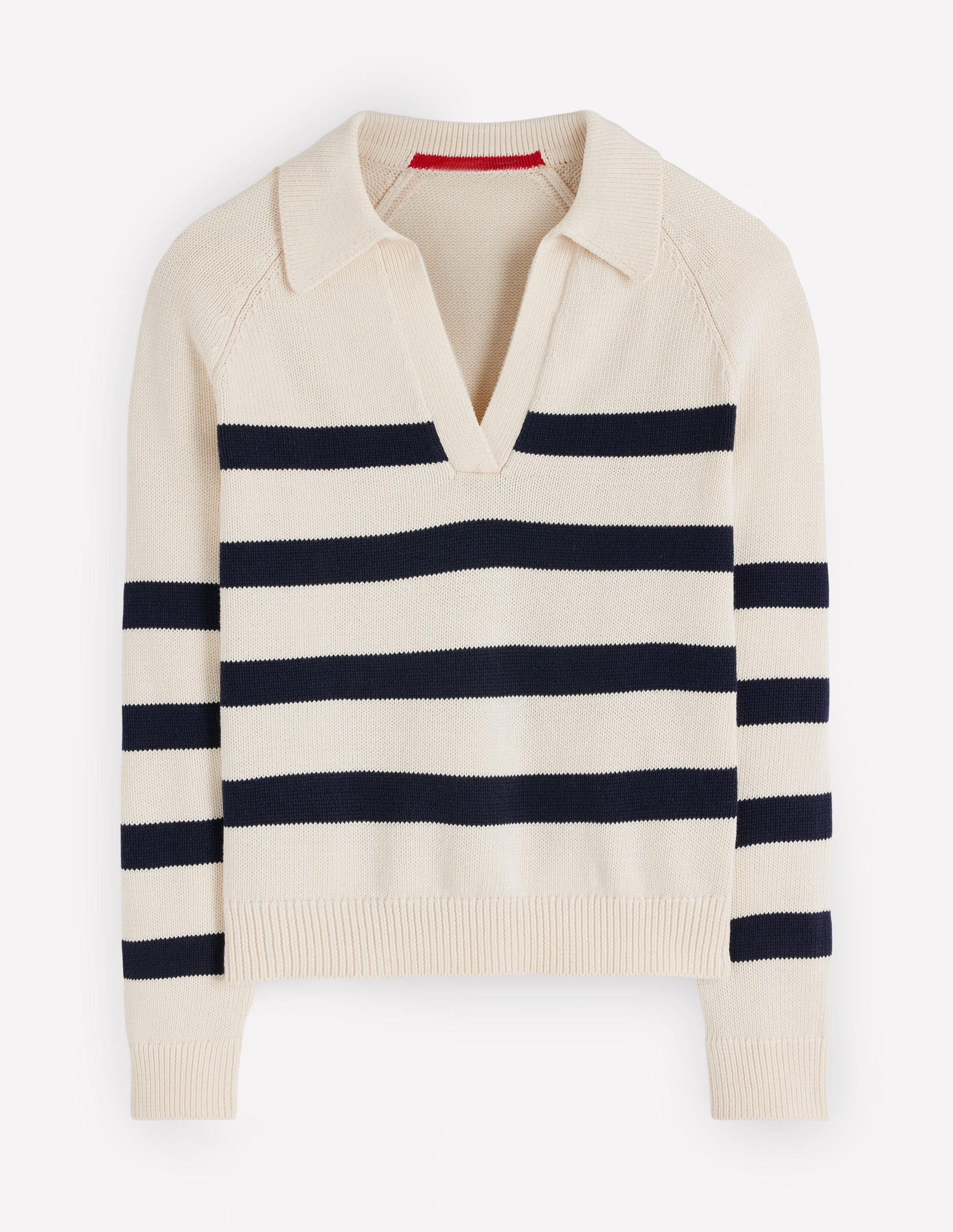Lucy Cotton Henley Jumper-Ivory, Navy Stripe-6