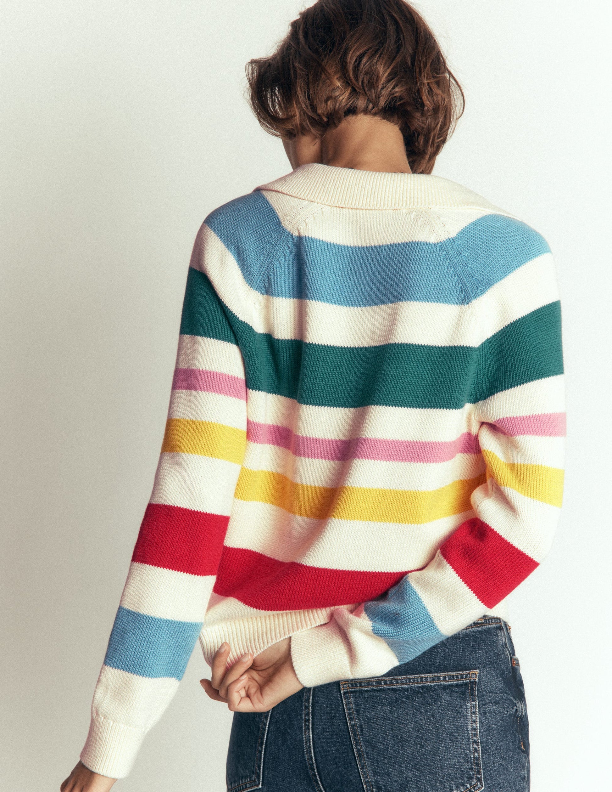 Lucy Cotton Henley Jumper-Multi Stripe-3