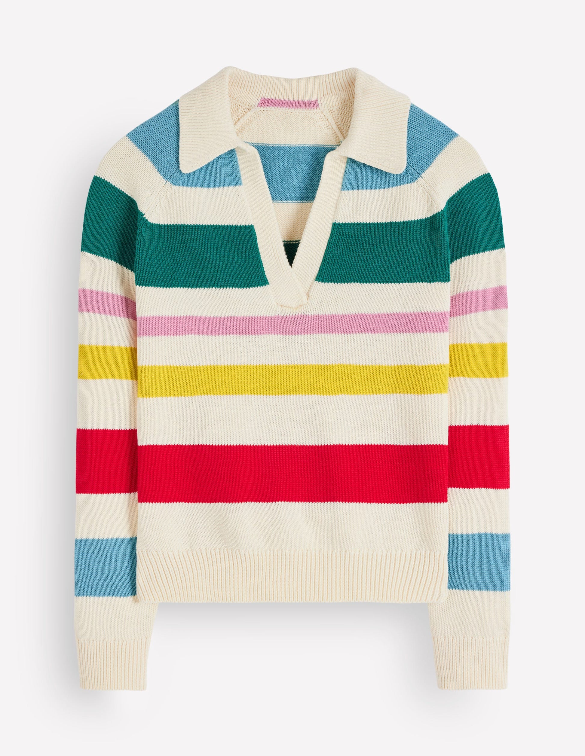 Lucy Cotton Henley Jumper-Multi Stripe-7