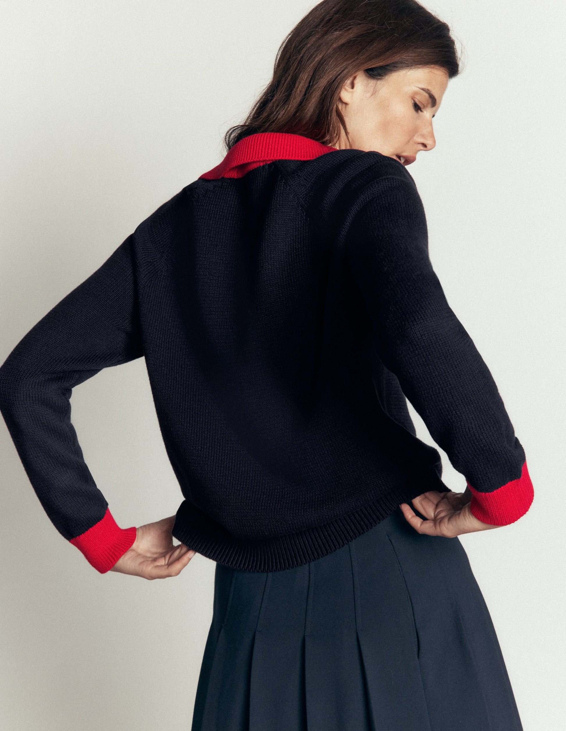 Lucy Cotton Henley Jumper-Navy Colourblock-3
