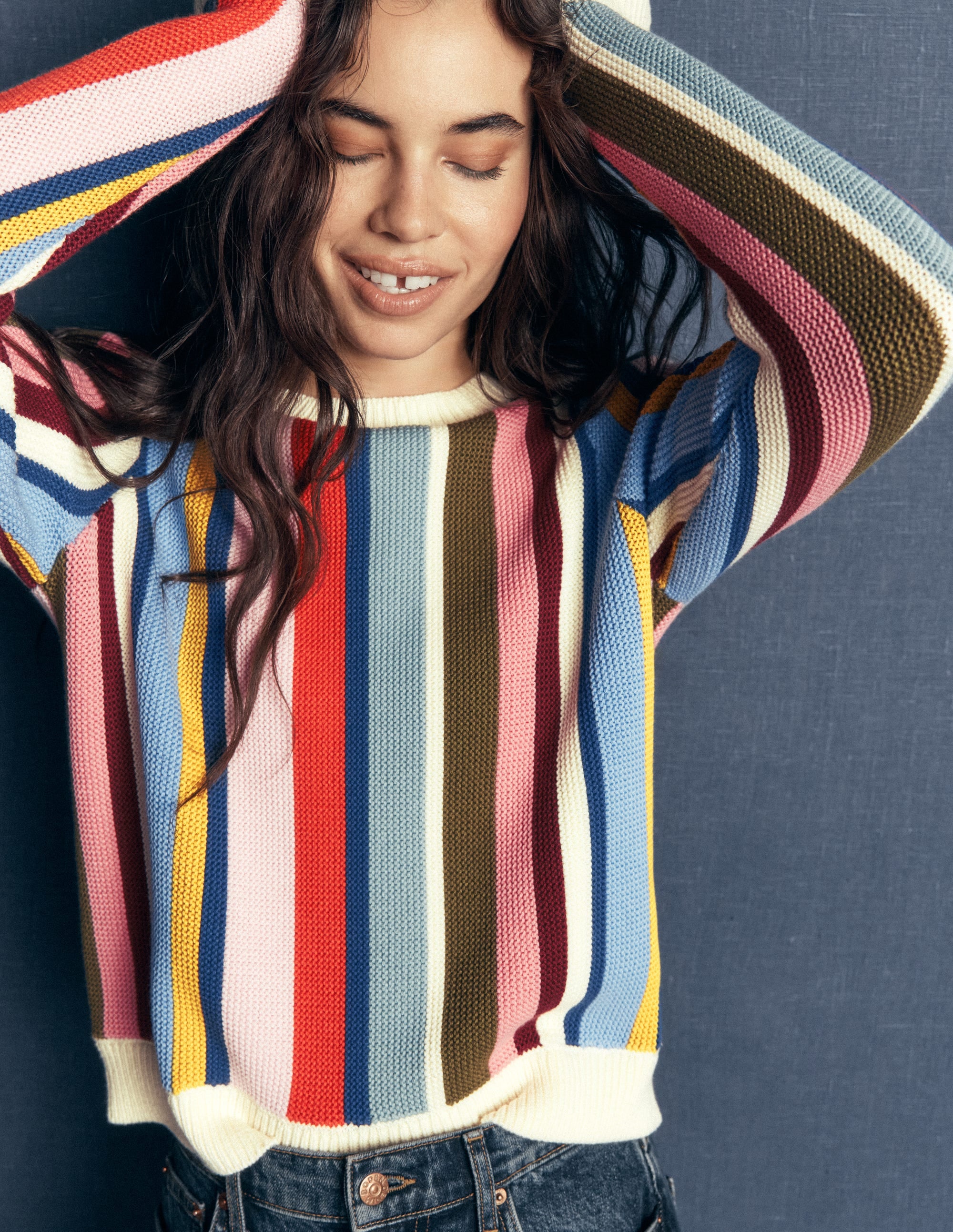 Textured Stitch Jumper-Multi Stripe - Image 5
