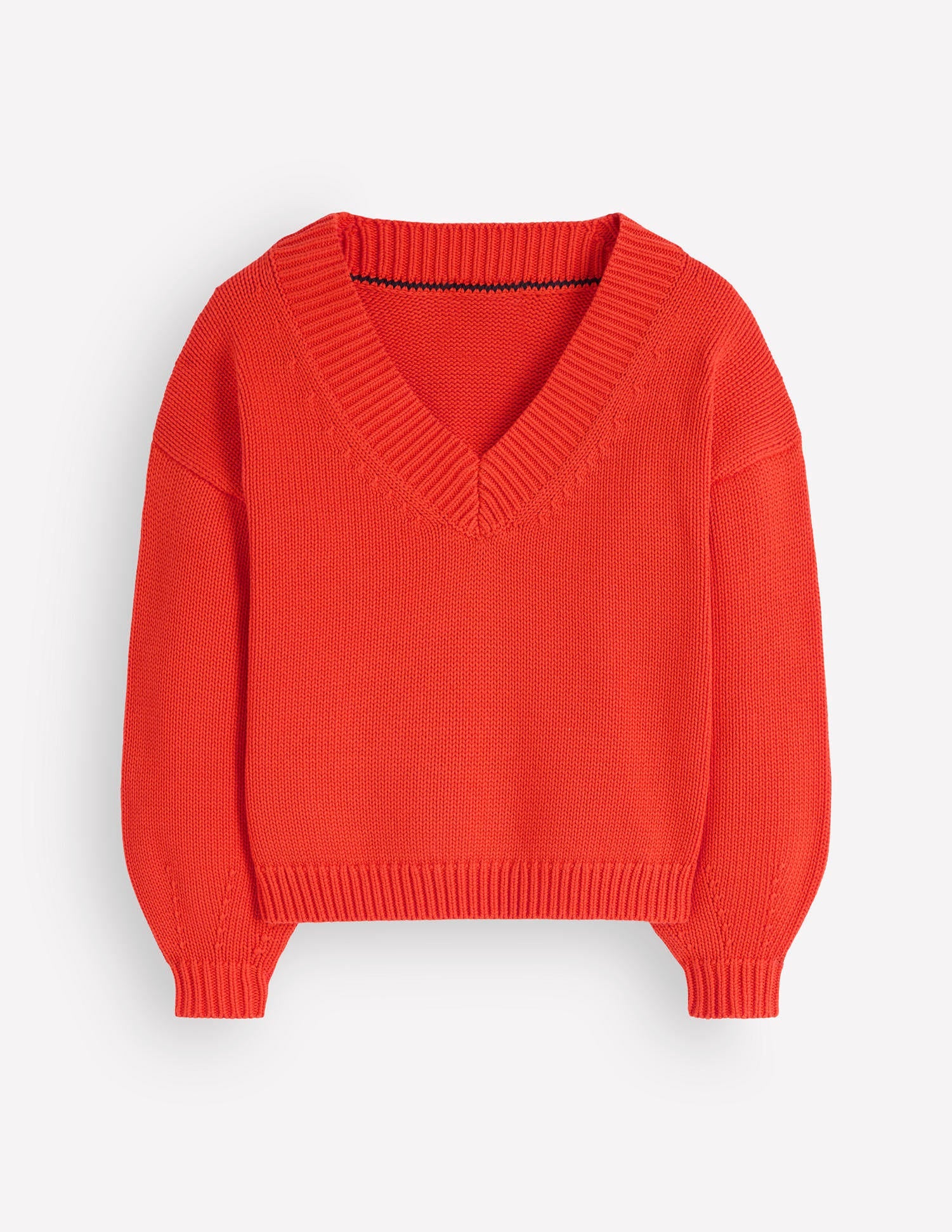 Lucy Cotton V-neck Jumper-Sunset Orange-8