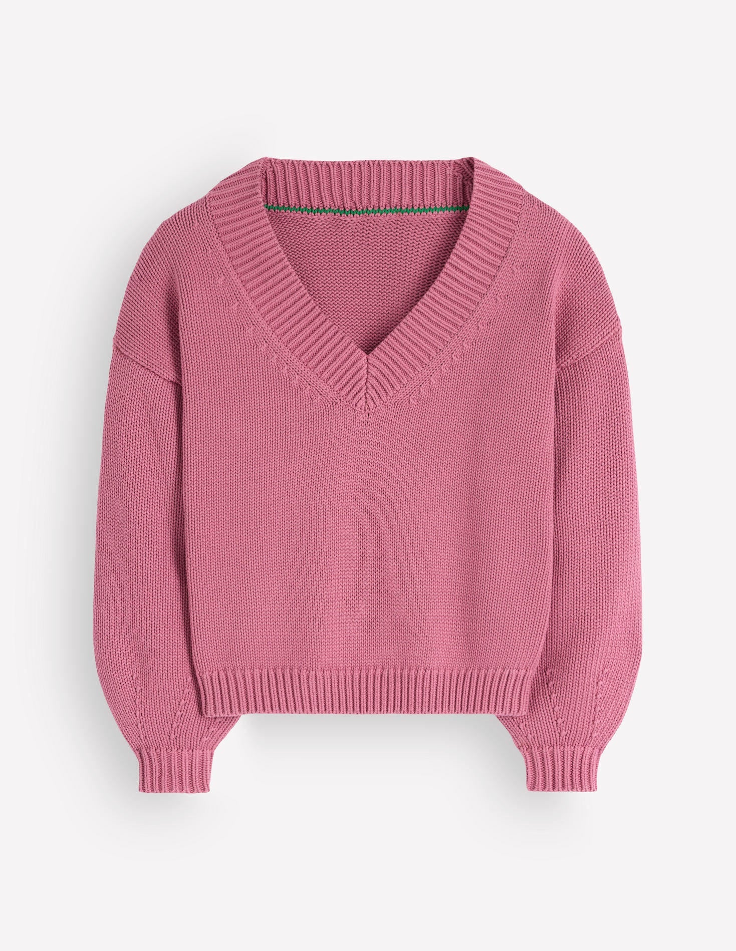 Lucy Cotton V-neck Jumper-Pink Heather - Image 11