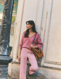 Lucy Cotton V-neck Jumper-Pink Heather