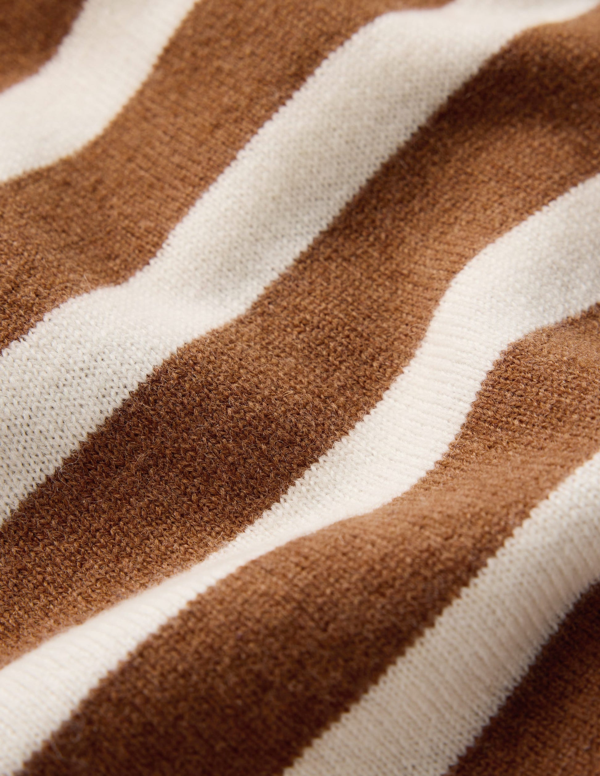 Bow Neck Knitted T-shirt-Gingerbread, Ivory Stripe-7