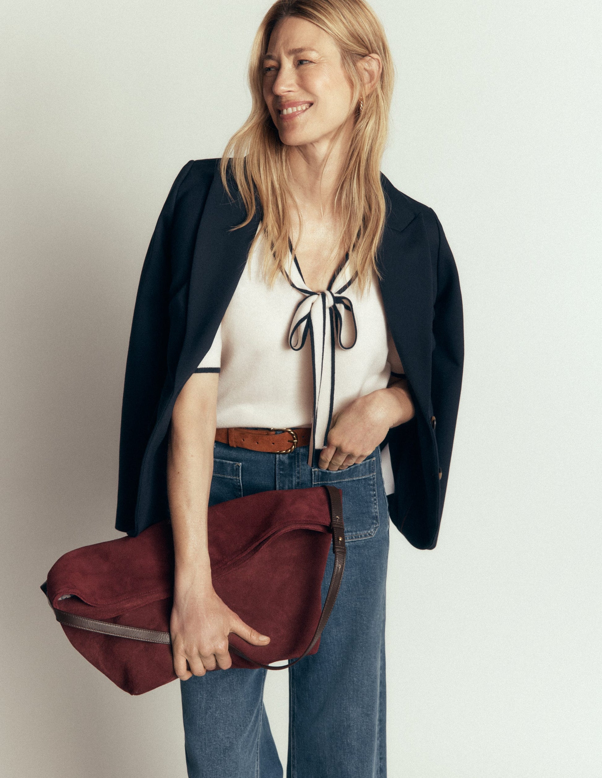 Bow Neck Knitted T-shirt-Ivory-6
