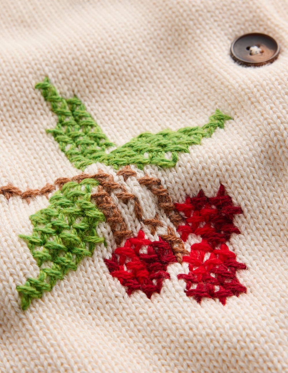 Puff Sleeve Cotton Cardigan-Warm Ivory, Embroidered-9