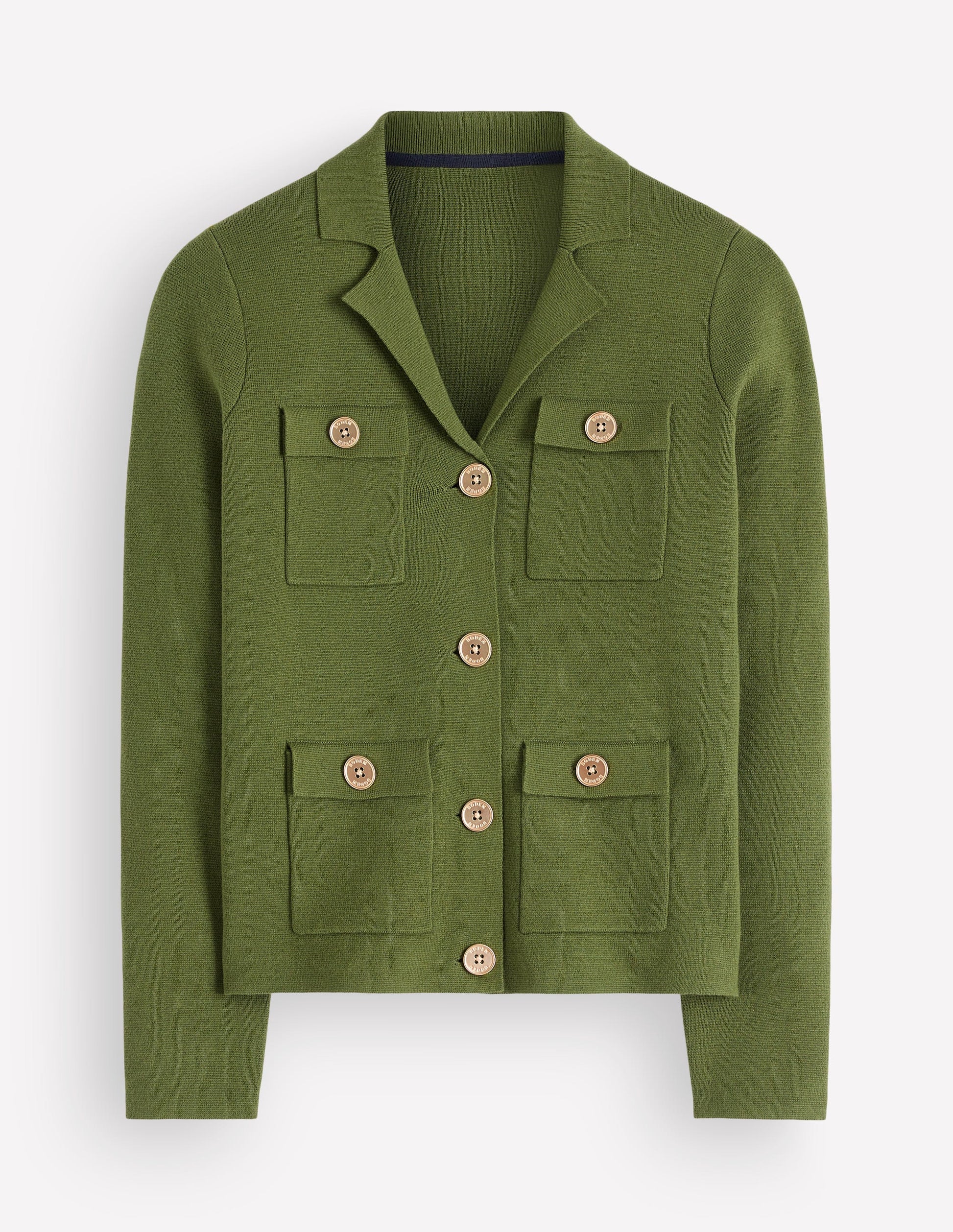 Phoebe Collared Knitted Jacket-Forest Green-5