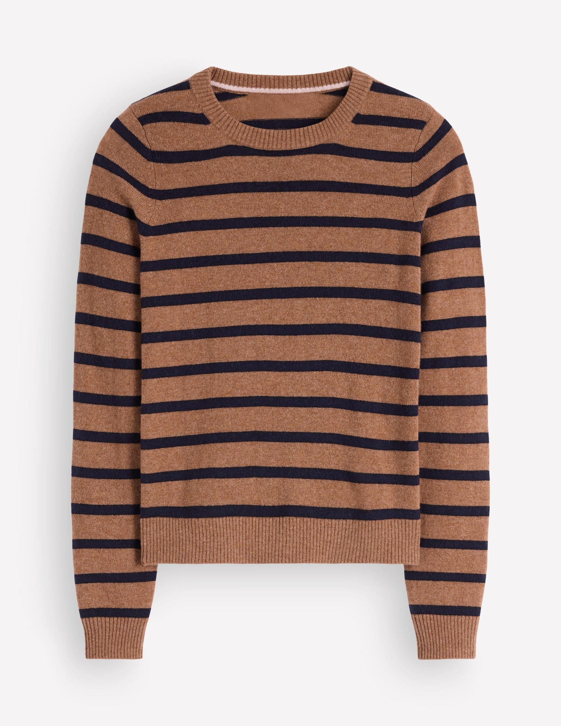 Elsie Cashmere Crew Jumper-Warm Ginger, Stripe-5