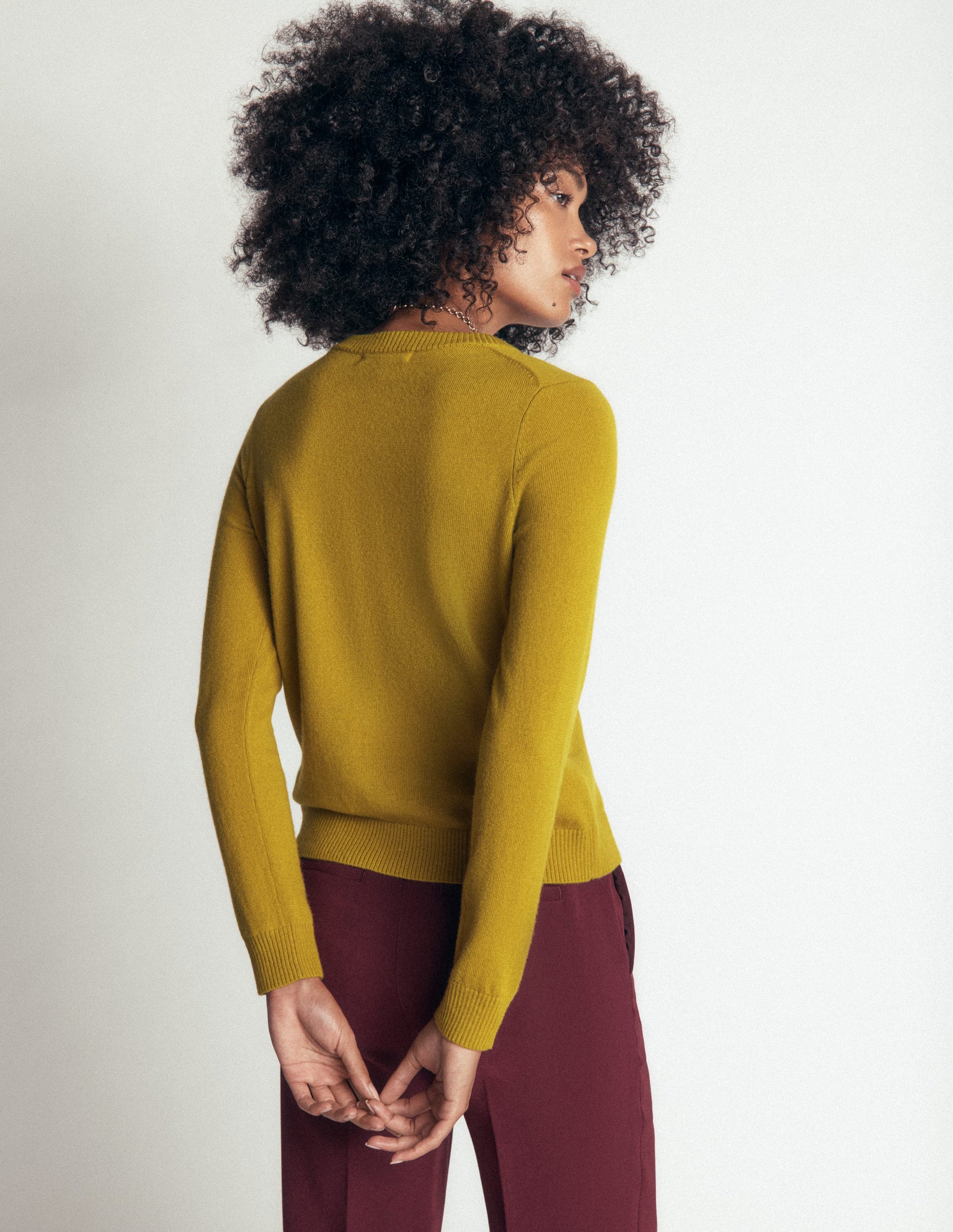 Elsie Cashmere Crew Jumper-Spiced Yellow-4