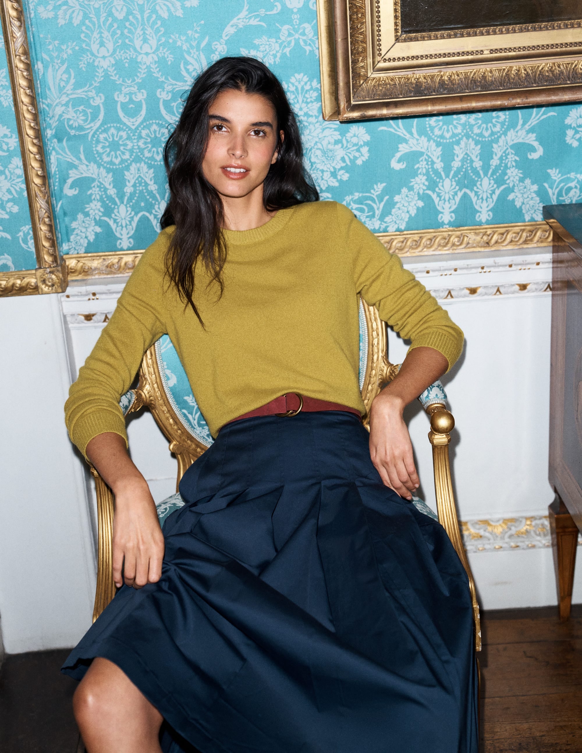 Elsie Cashmere Crew Jumper-Spiced Yellow - Image 1