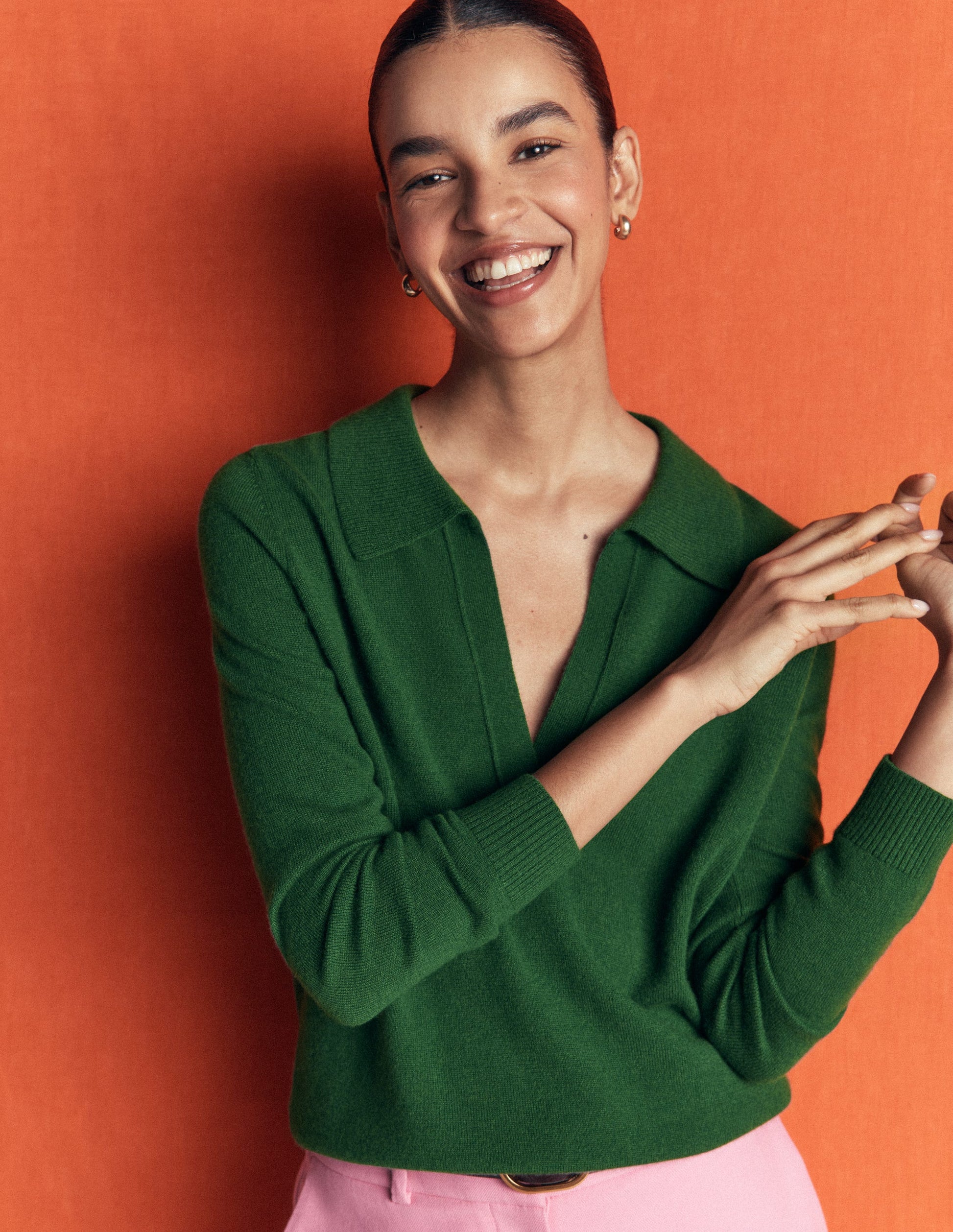 Elsie Cashmere Henley Jumper-Fresh Green-2