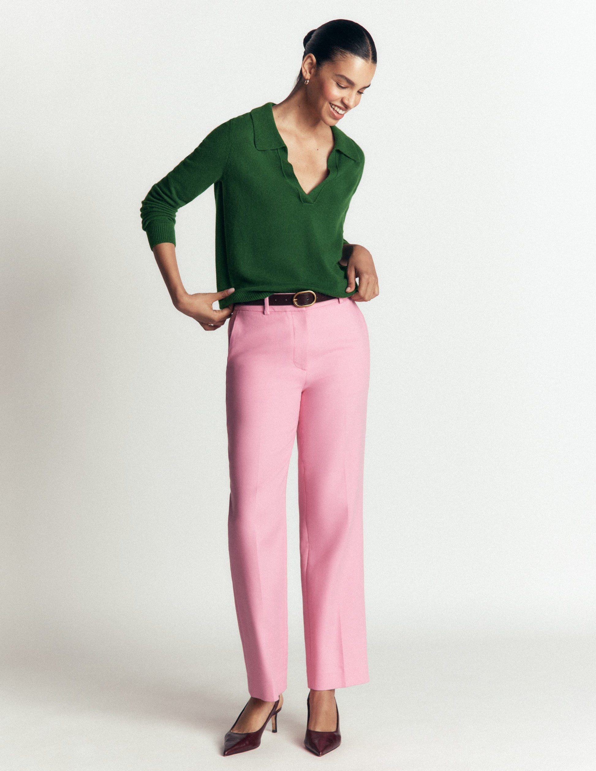 Elsie Cashmere Henley Jumper-Fresh Green-4