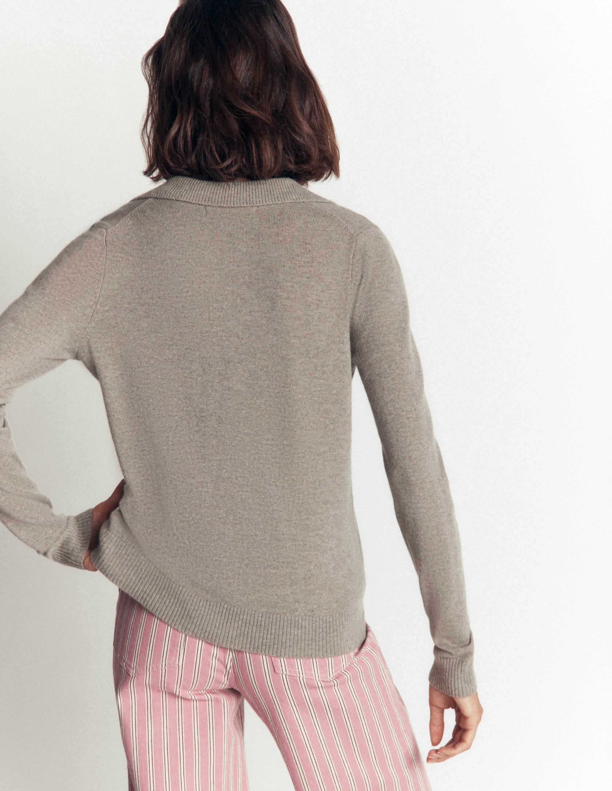 Elsie Cashmere Henley Jumper-Mink Melange - Image 3