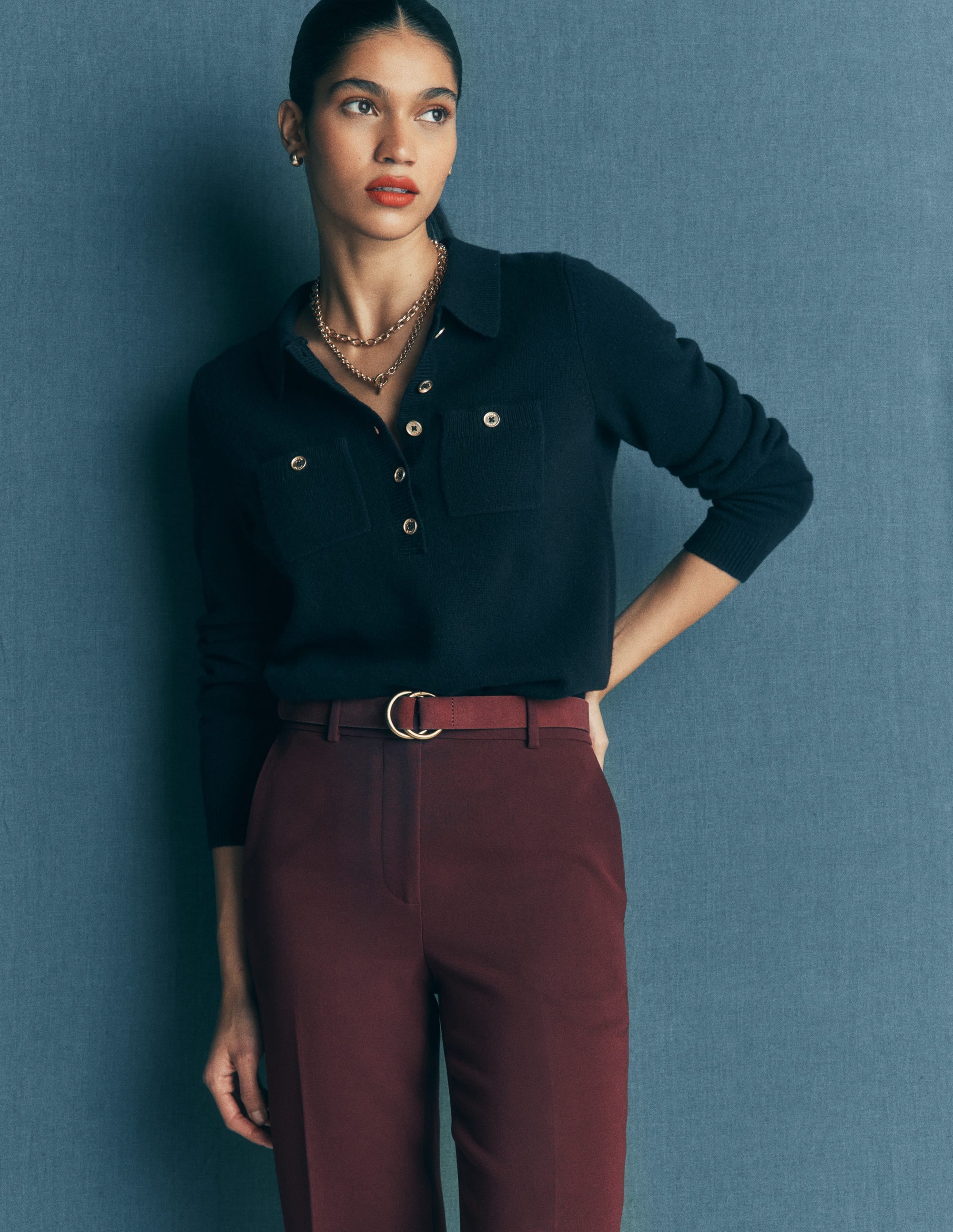 Marianne Merino Wool Jumper-Navy - Image 1