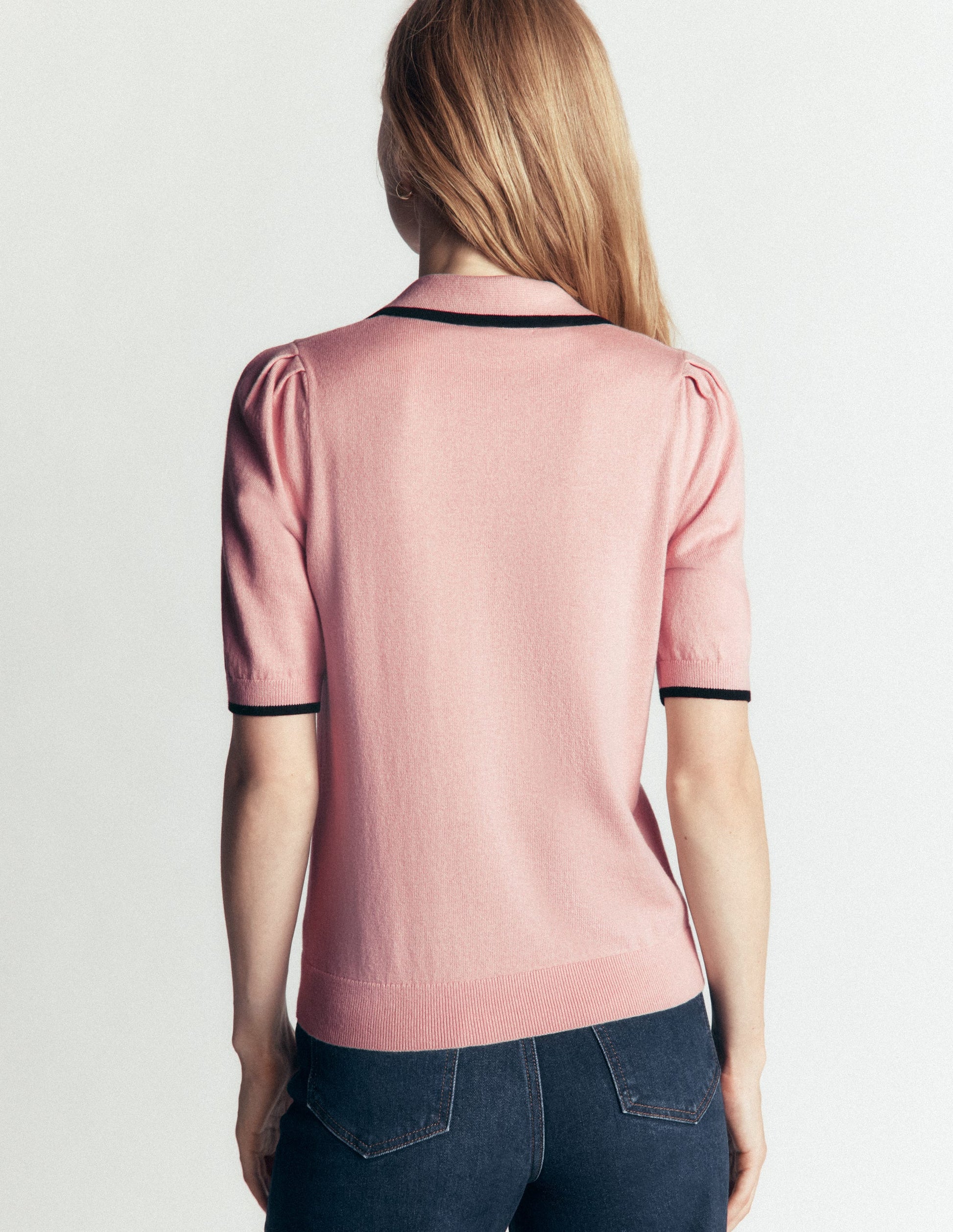 Ruffle Collar Knitted T-Shirt-Blush Ivory-3