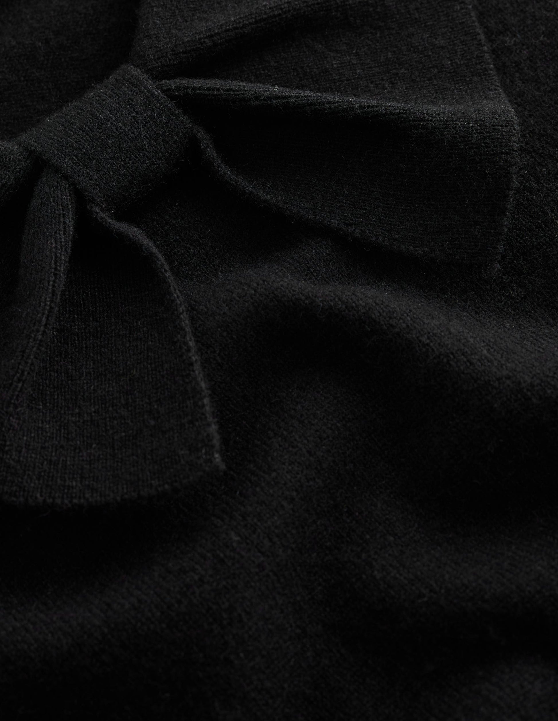 Bow Neck Knitted Jumper-Black-6