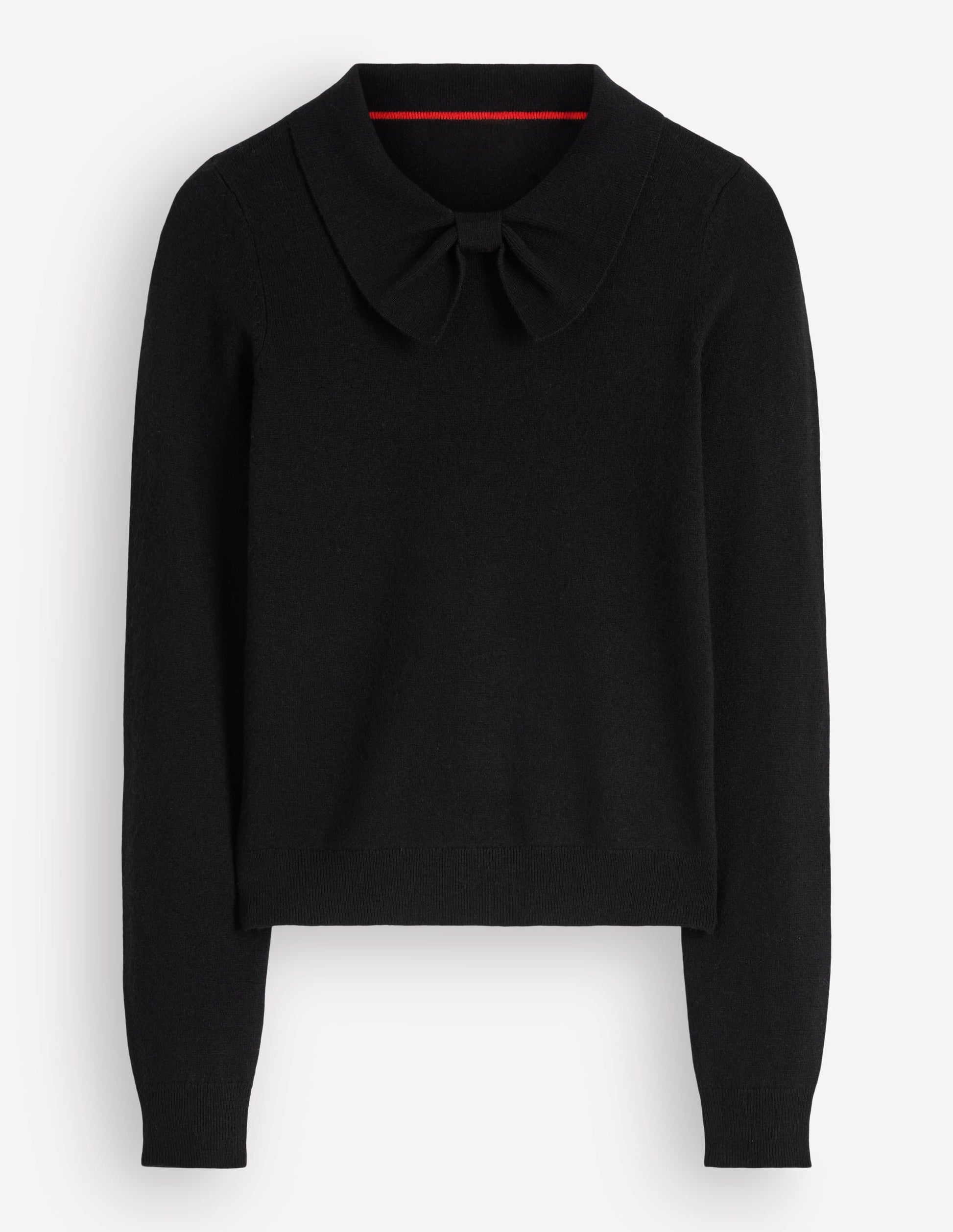 Bow Neck Knitted Jumper-Black-5