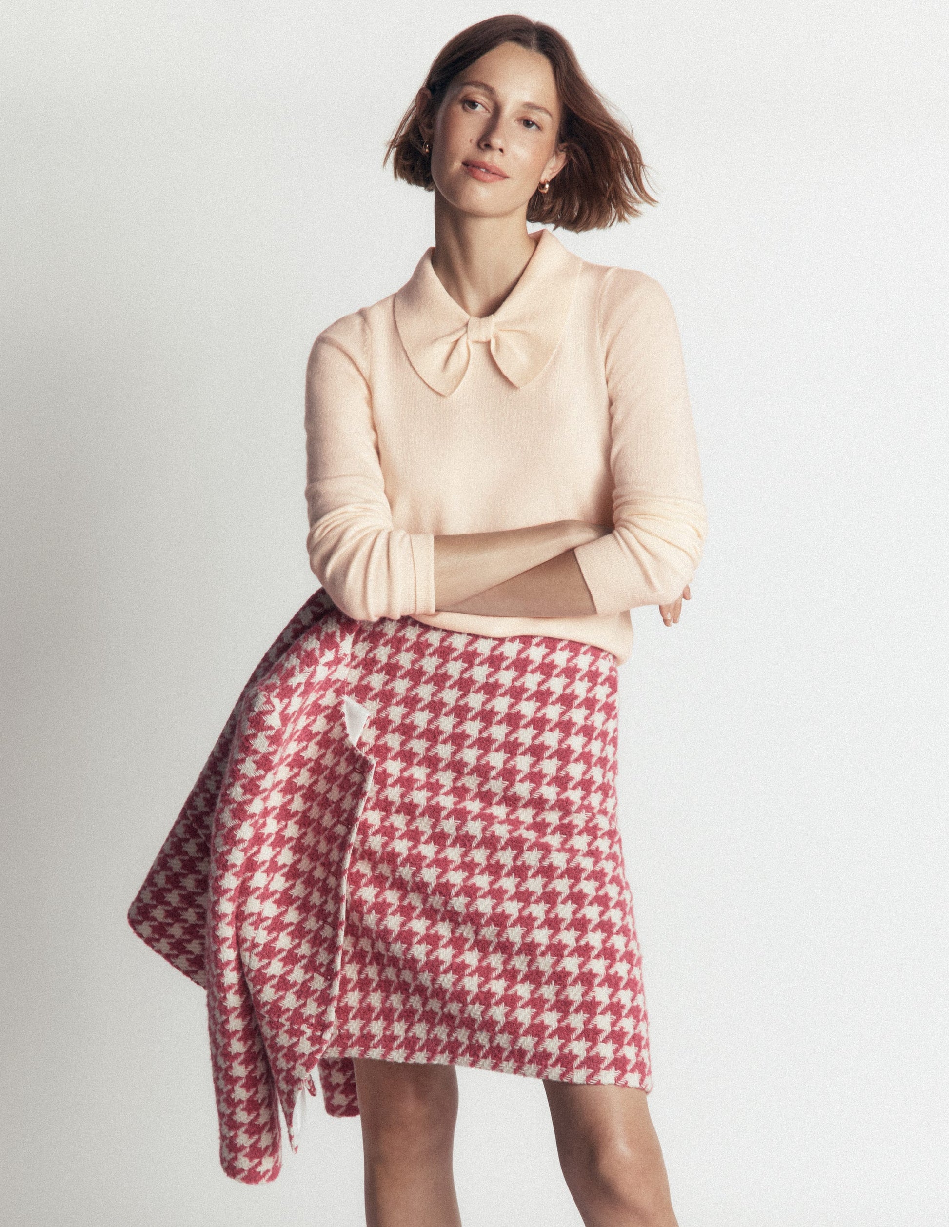 Bow Neck Knitted Jumper-Ivory-1