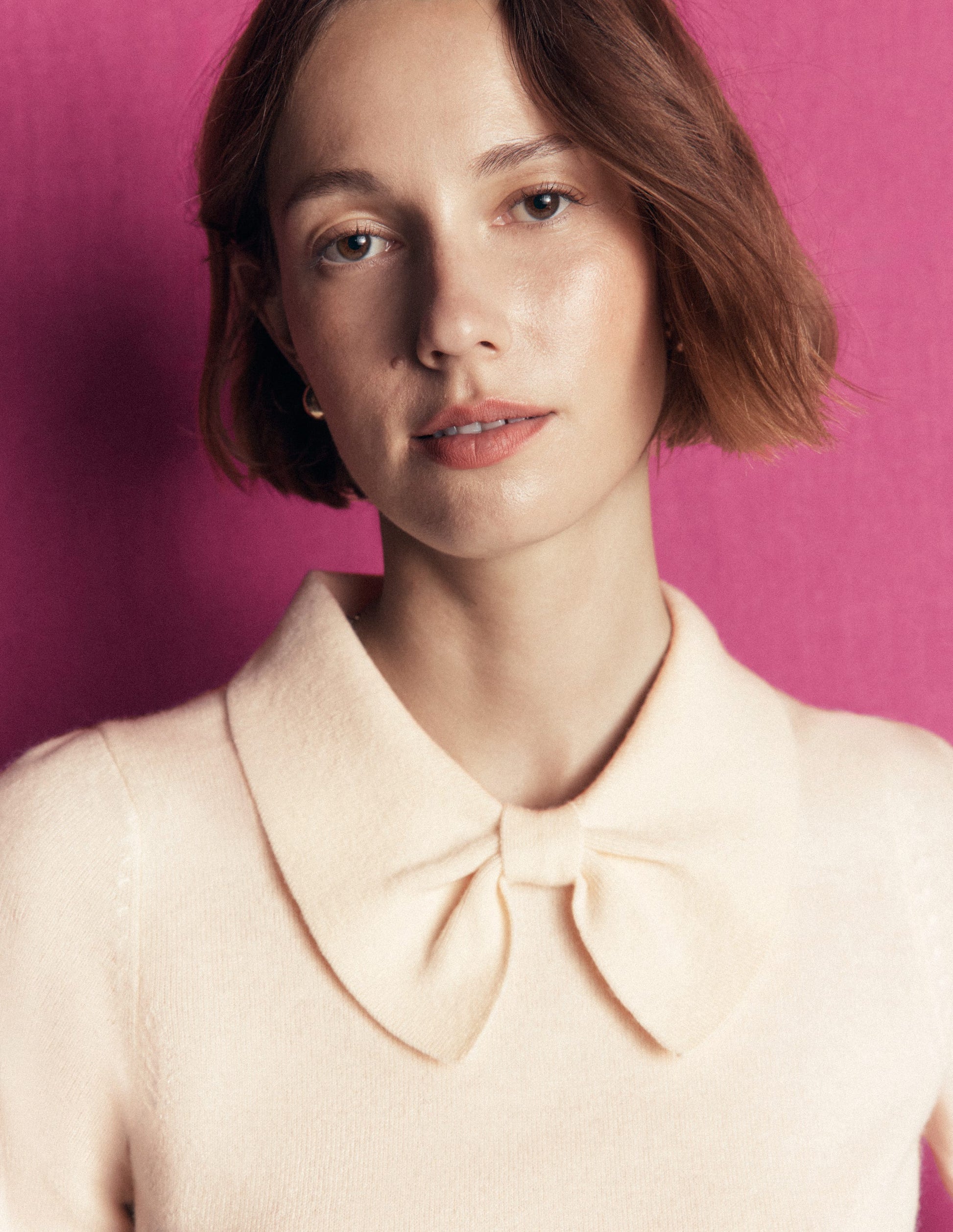 Bow Neck Knitted Jumper-Ivory-2