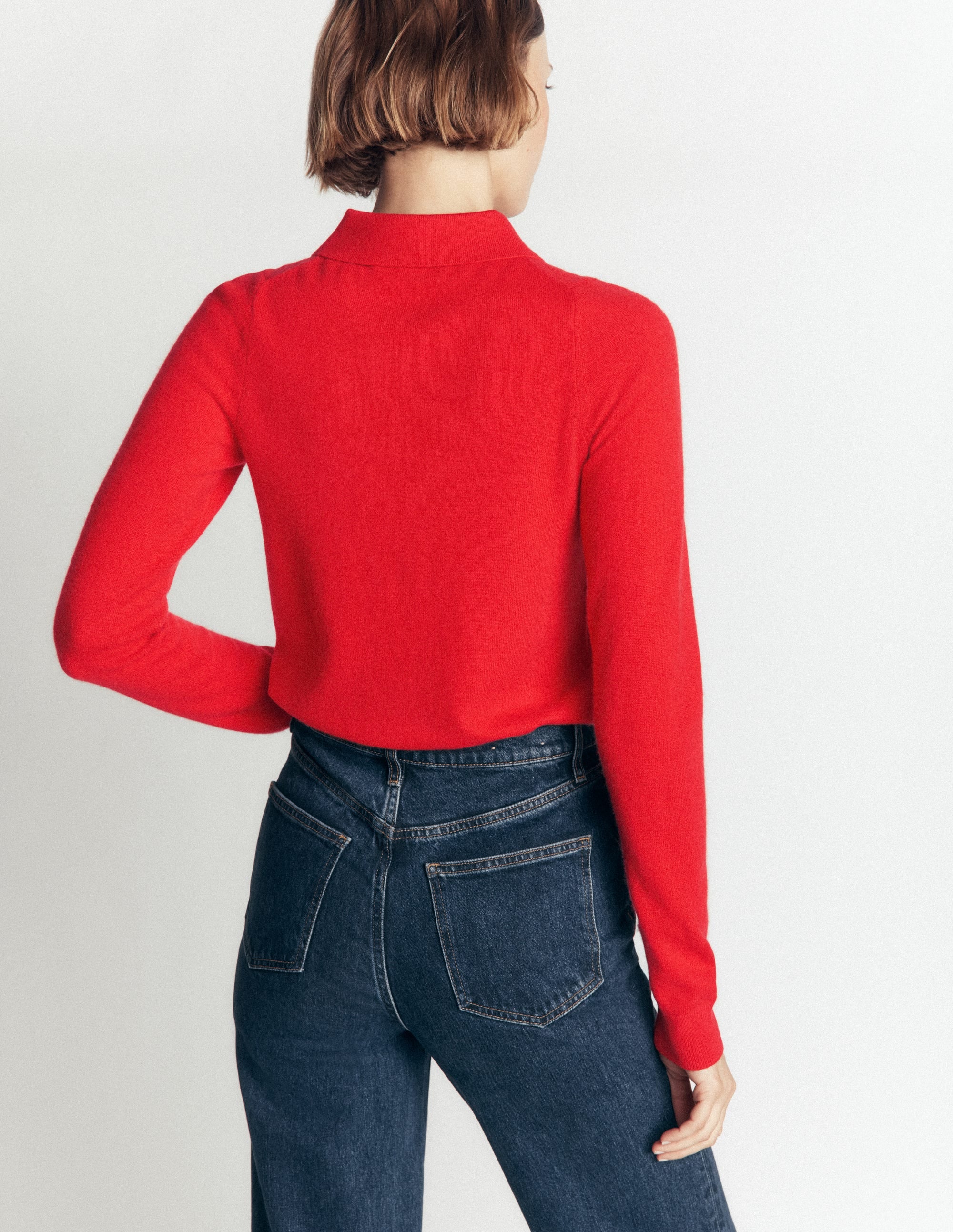 Bow Neck Knitted Jumper-Poppy Red - Image 4