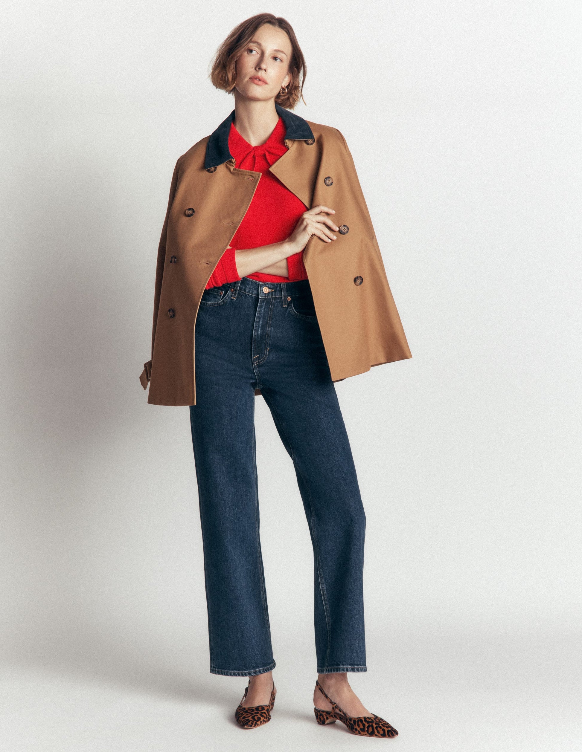 Bow Neck Knitted Jumper-Poppy Red-5