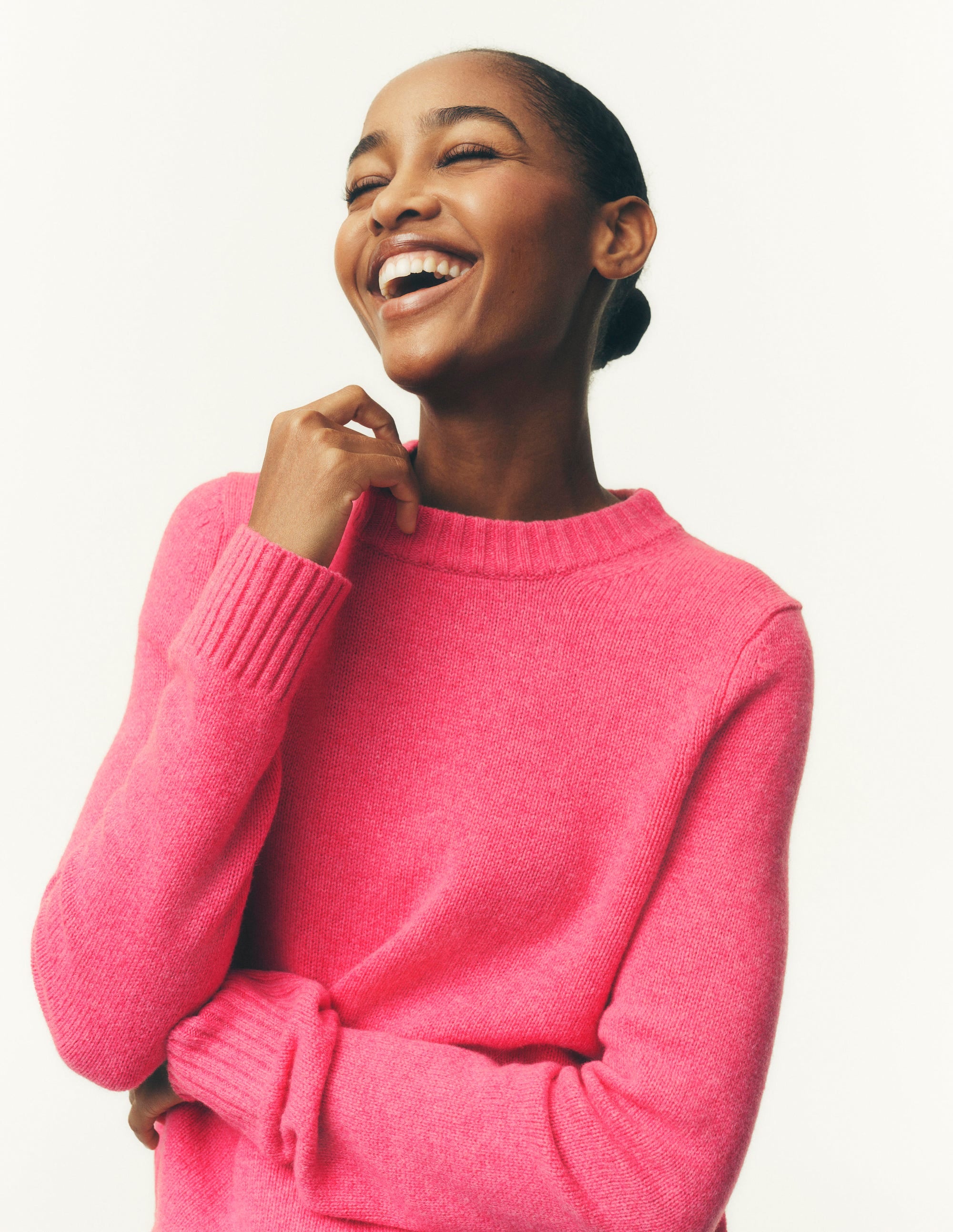 Marta Merino Wool Crew Jumper-Pink Power - Image 1