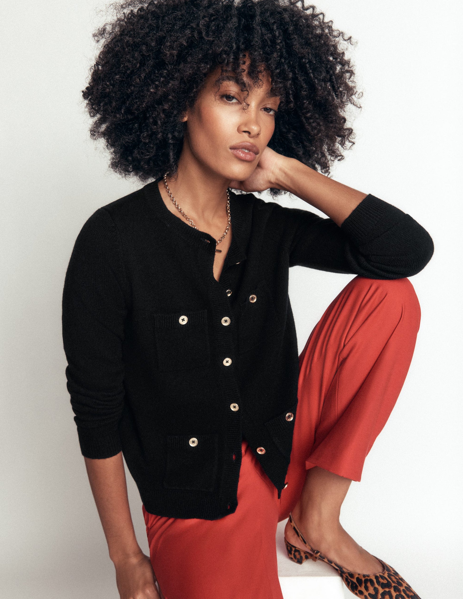 Marianne Merino Wool Cardigan-Black-1